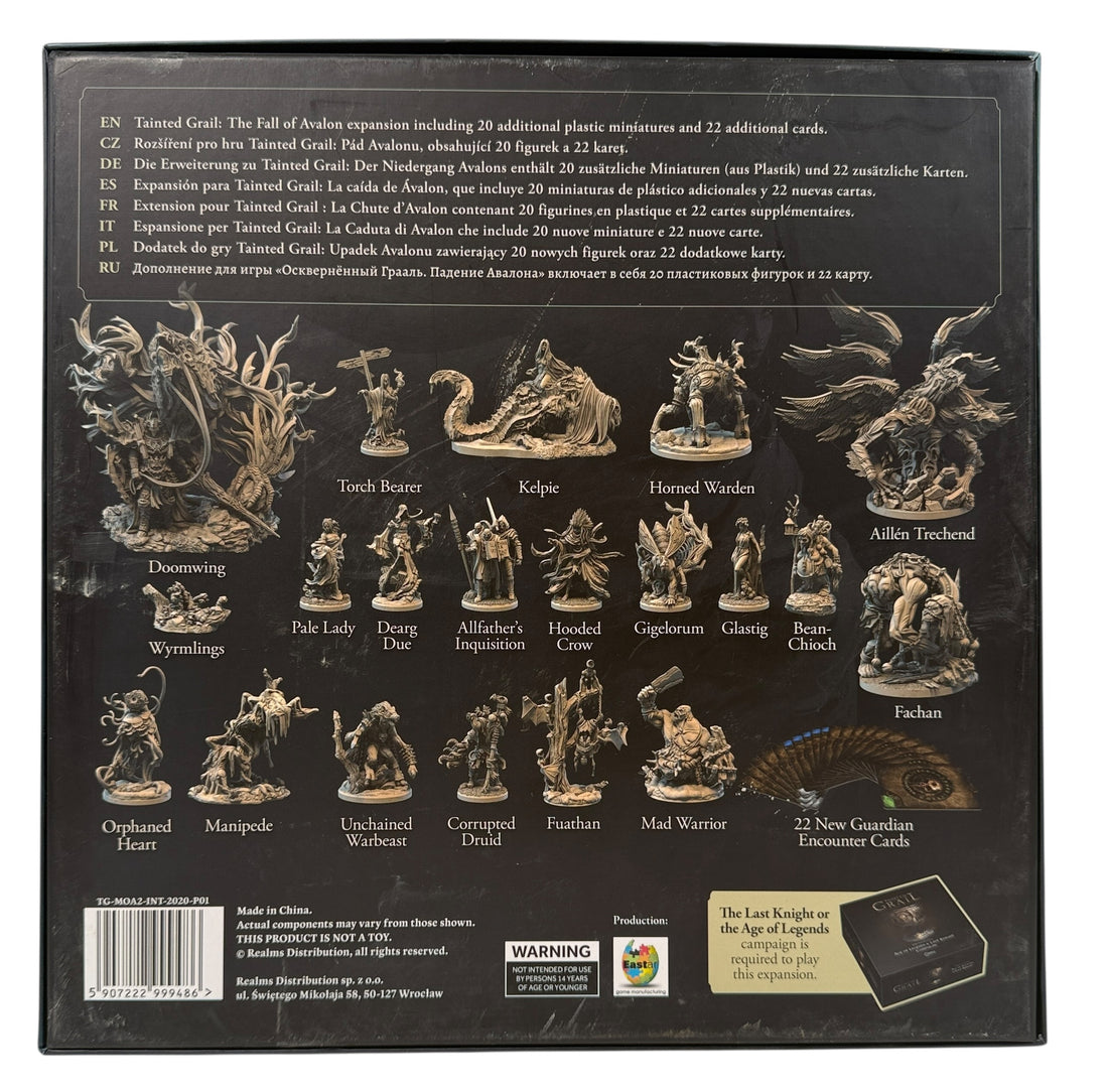 Out-of-print Tainted Grail Monsters of Avalon expansion with 20 miniatures and 22 cards. Complete, unpainted, excellent condition.