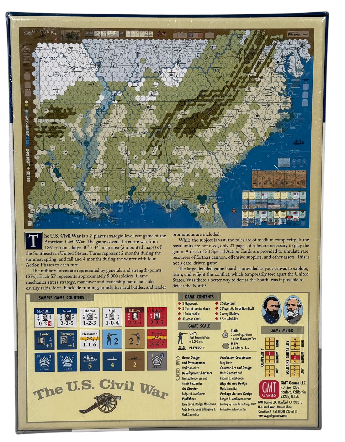 Unpunched 2015 GMT Games The U.S. Civil War strategic board game by Mark Simonitch. Large hex map, deep gameplay, shrink torn on one side.