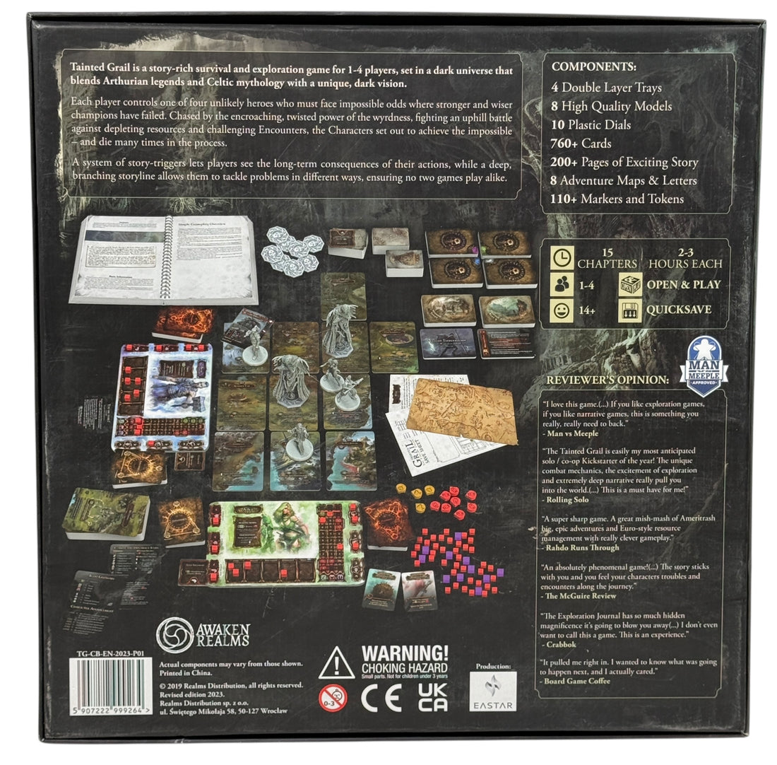 Story-rich fantasy board game Tainted Grail The Fall of Avalon. Complete core set with minis, cards, and journal. Epic campaign adventure.