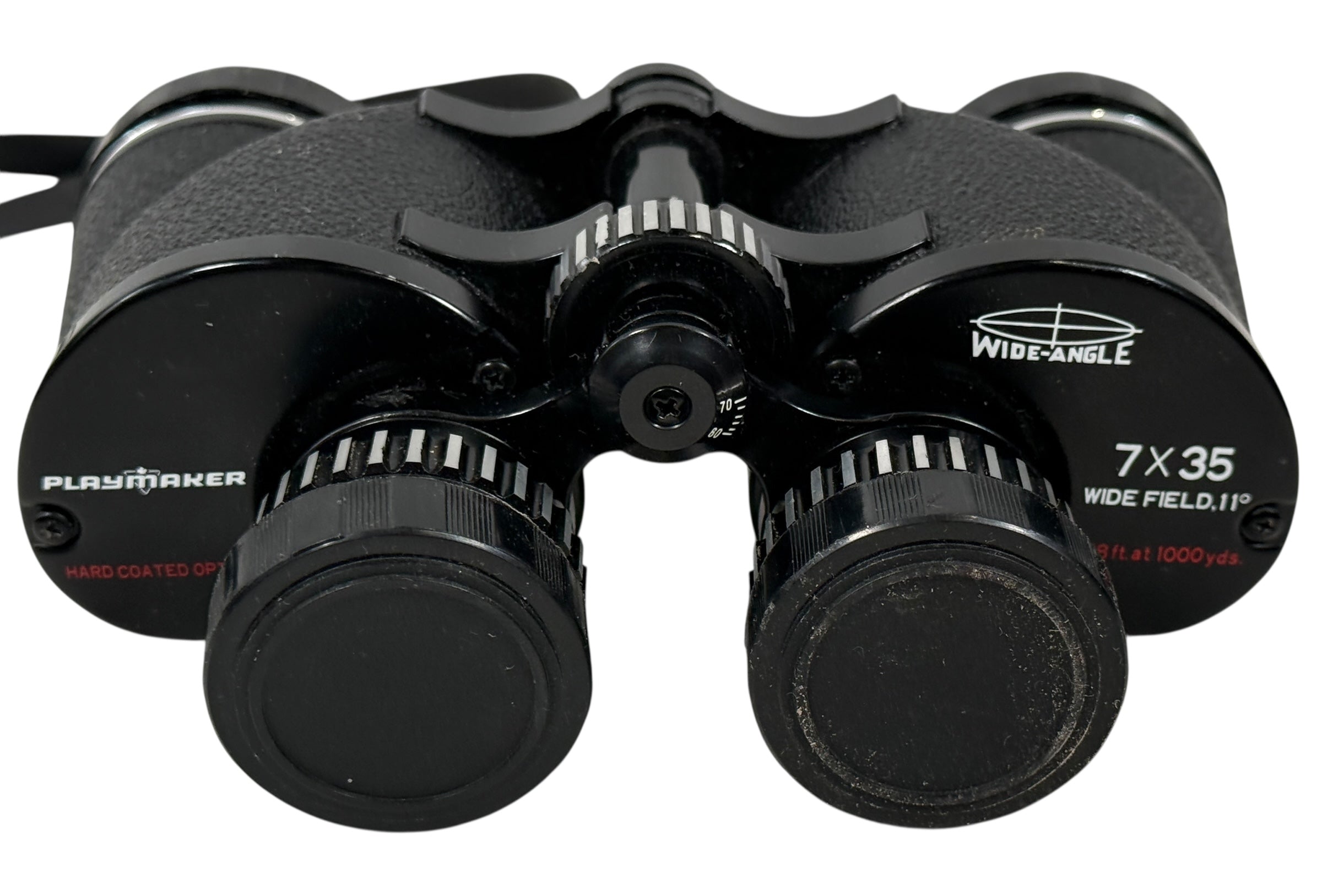 Vintage 7×35 wide-angle binoculars with case and caps. Clean optics, Japan made, 11-degree field. Ideal for birding, camping, cottage use. Complete and functional.
