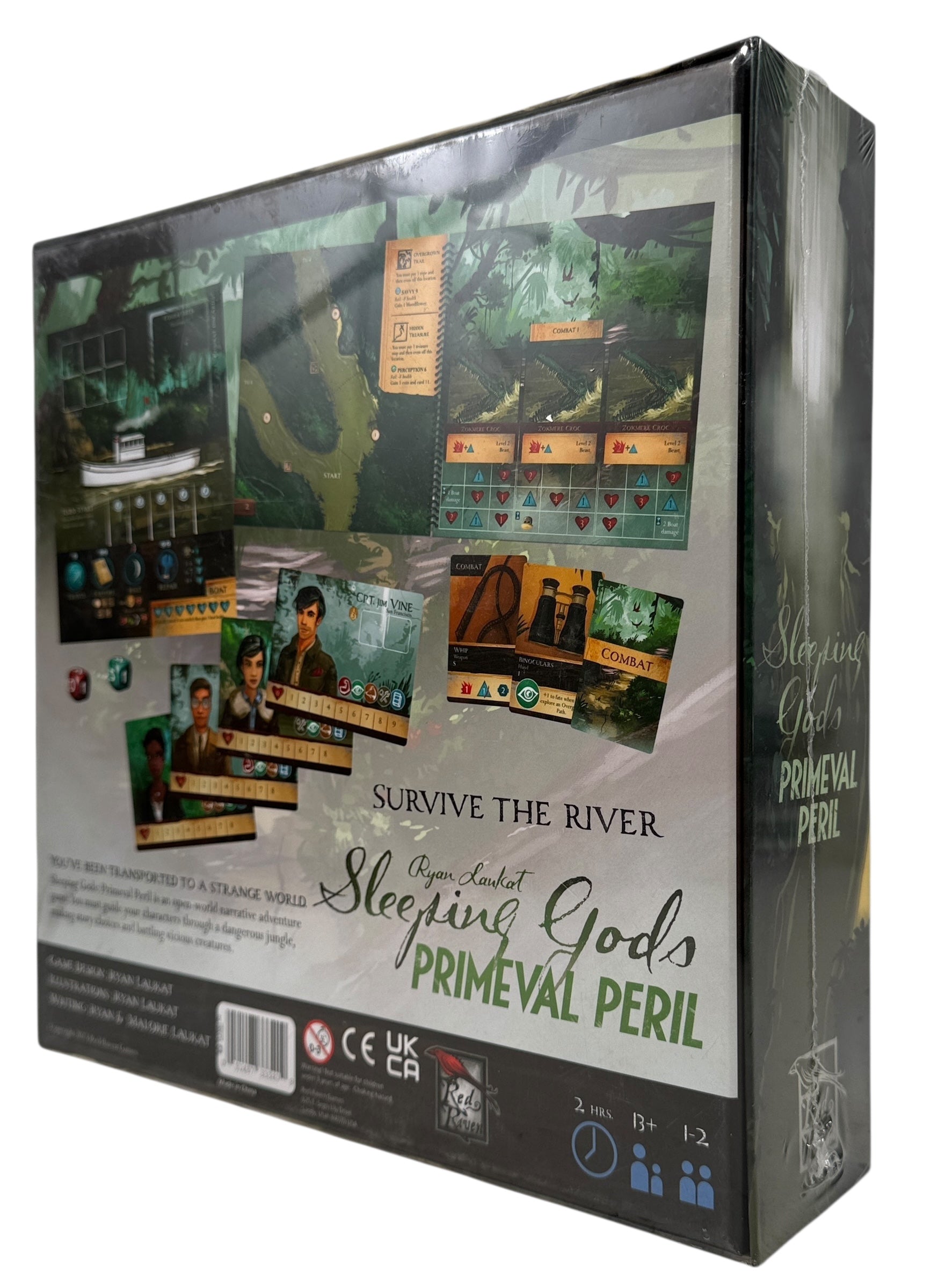 Sleeping Gods Primeval Peril sealed standalone adventure board game by Ryan Laukat for 1–2 players. Ships from Montreal. Red Raven Games edition.