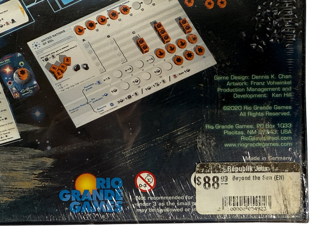 Factory-sealed Beyond the Sun sci-fi strategy board game. Tech-tree engine building gameplay for 2–4 players. New shrink,&nbsp; highly rated.