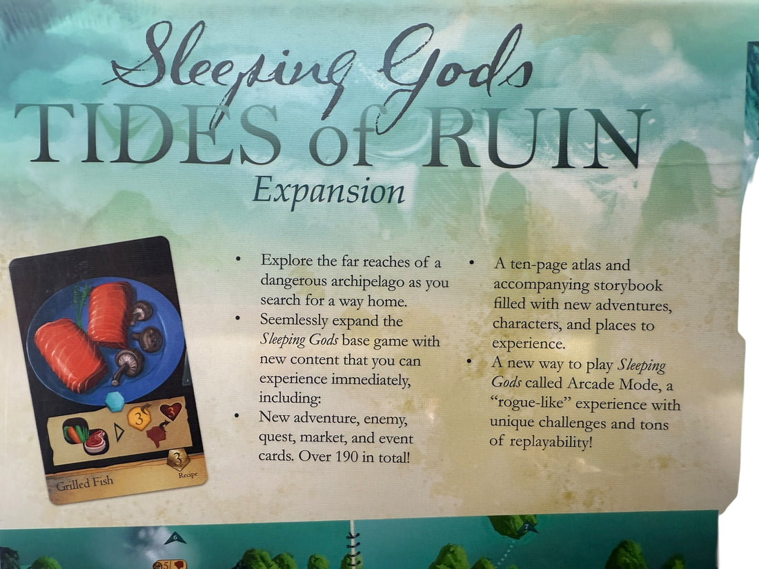 Sealed Sleeping Gods Tides of Ruin expansion. Adds new quests, atlas pages, and Arcade Mode. Requires base game. Fast shipping. Ideal for campaign gamers.