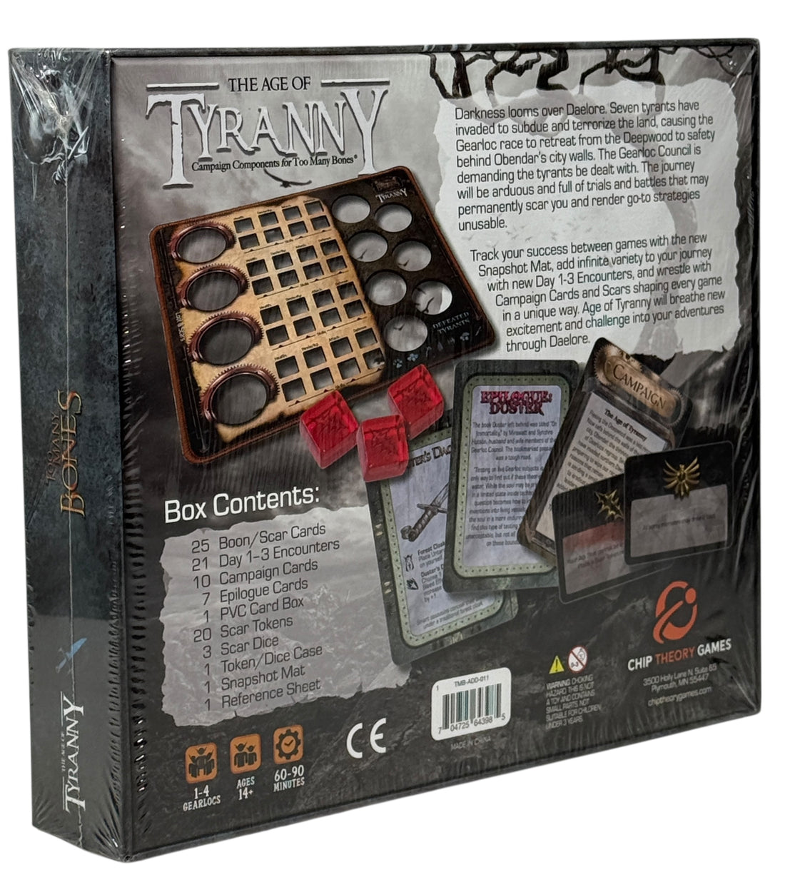 Sealed Age of Tyranny campaign expansion for Too Many Bones. Rare OOP add-on with scars and encounters. Collector-grade. Ships from Montreal.