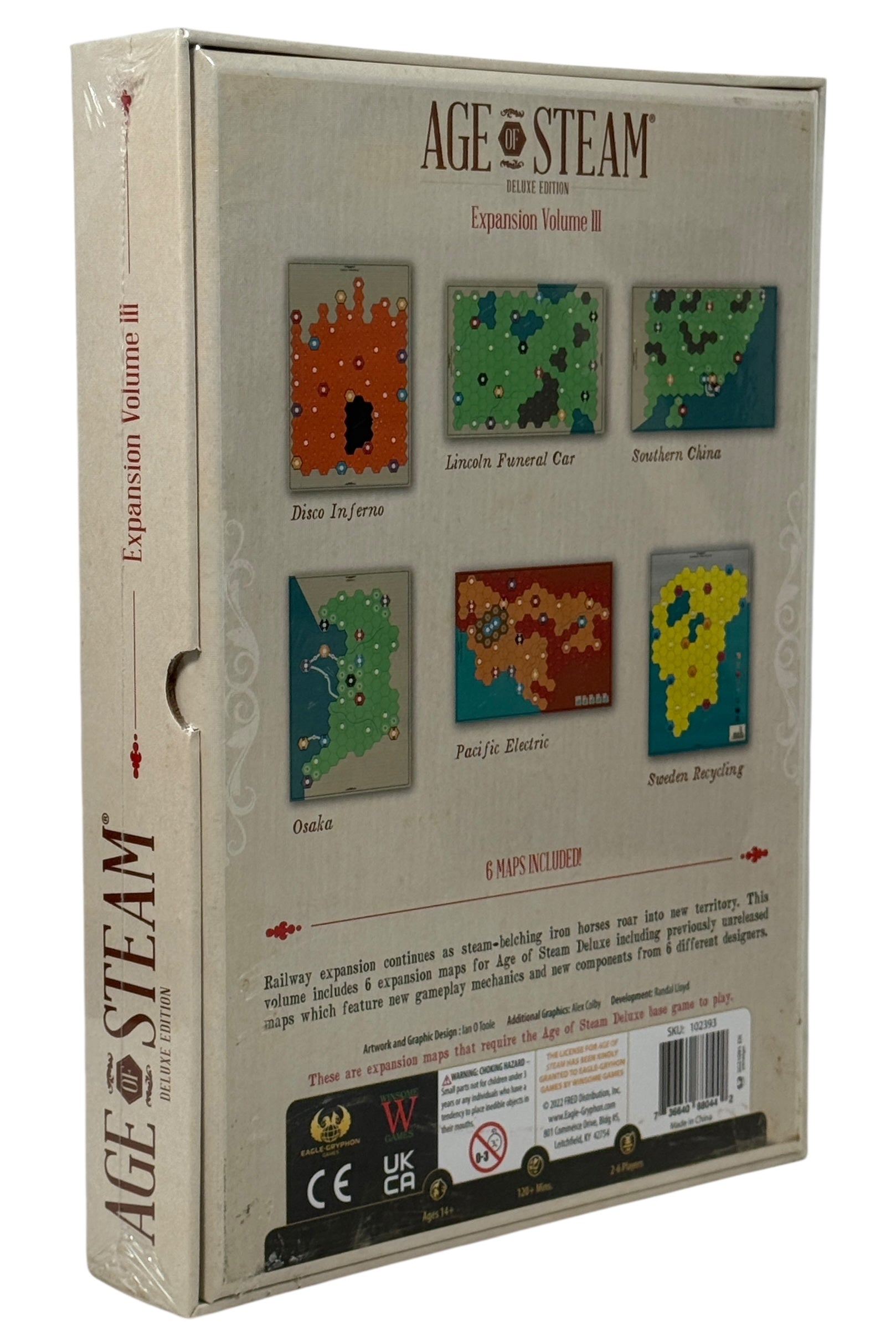 Sealed Age of Steam Deluxe Expansion Volume III with six rare maps. Low print run collectible expansion for train and economic board game fans. Base game required.