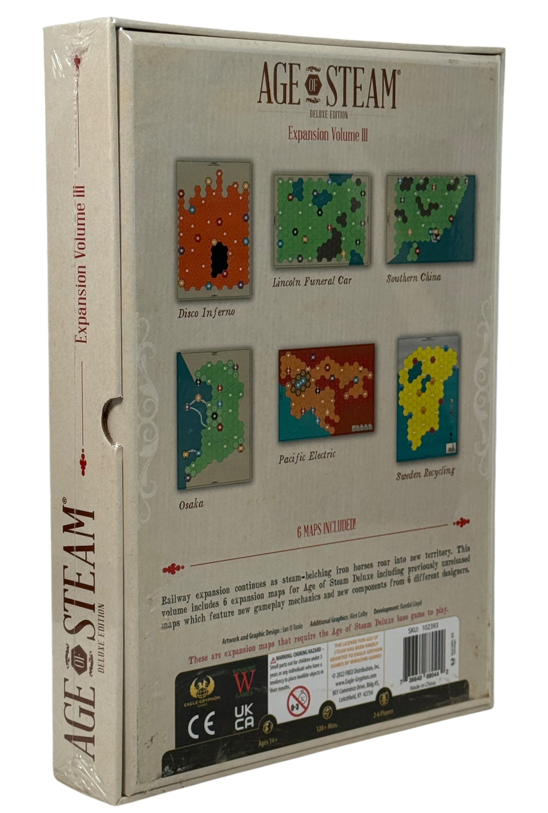 Sealed Age of Steam Deluxe Expansion Volume III with six rare maps. Low print run collectible expansion for train and economic board game fans. Base game required.