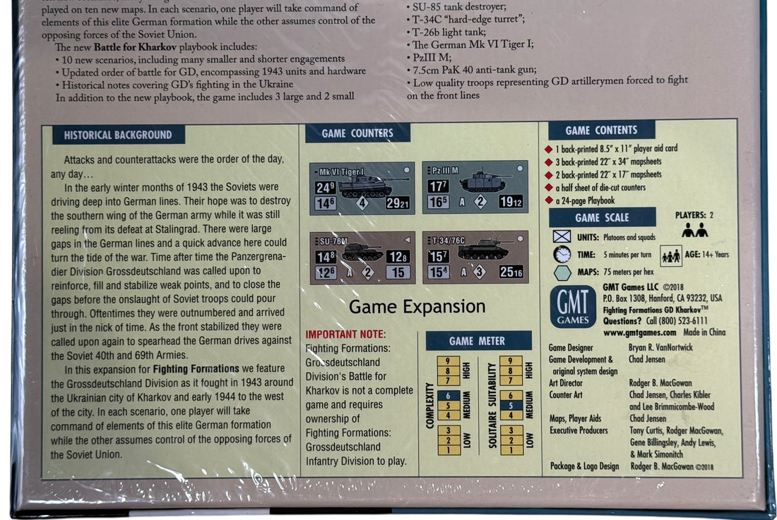Sealed GMT Fighting Formations Battle for Kharkov expansion. Out-of-print wargame module with Eastern Front scenarios. Collector condition. Ships from Montreal.