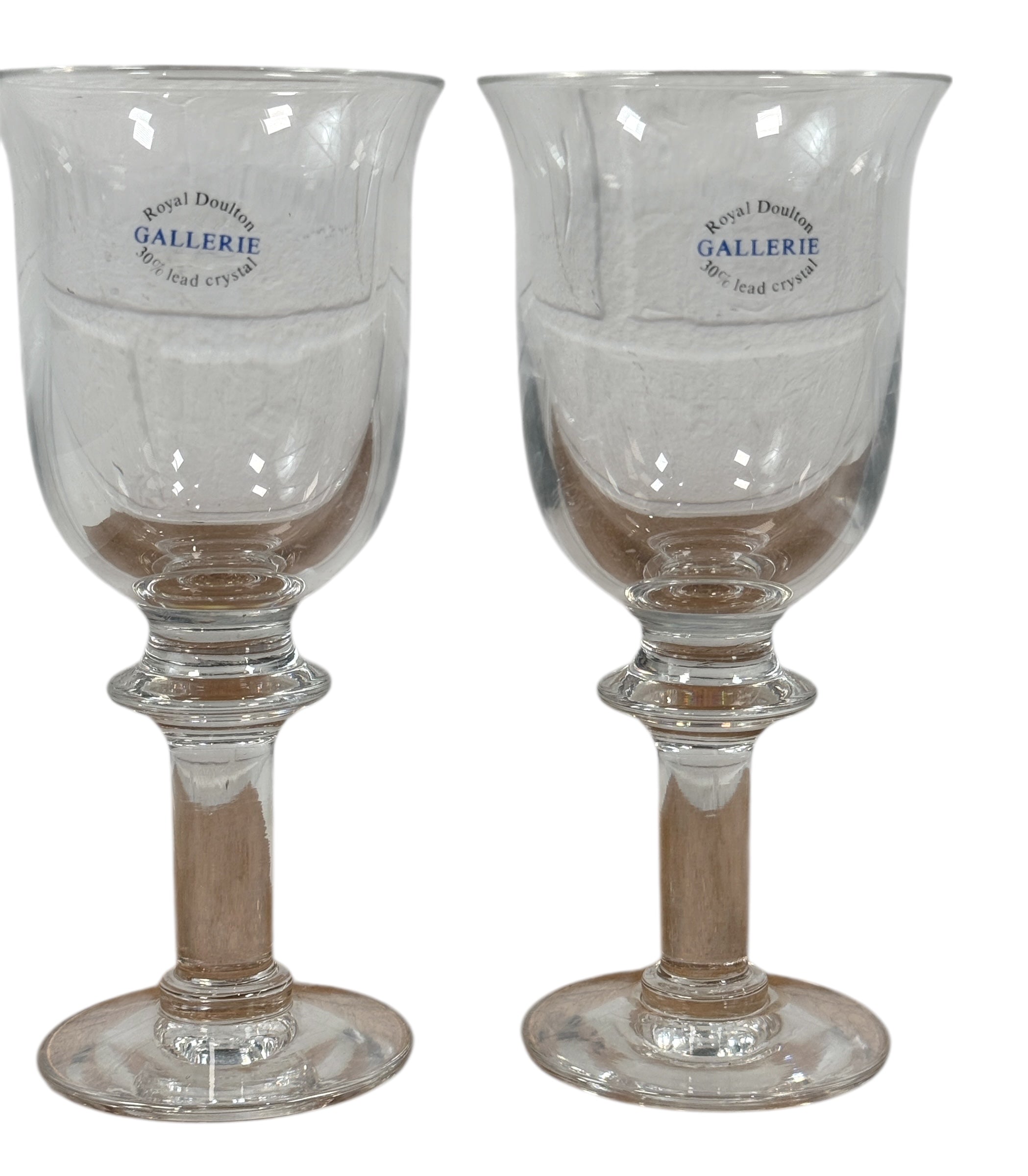 Boxed Pair, Royal Doulton Gallerie Crystal Goblets, Wine, Water, Cocktail, NIB