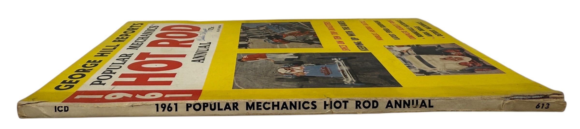 Vintage 1961 Hot Rod Annual with NHRA dragsters, Bonneville trials, karts, and engine tech. Early motorsport collectible for hot rod and racing enthusiasts.