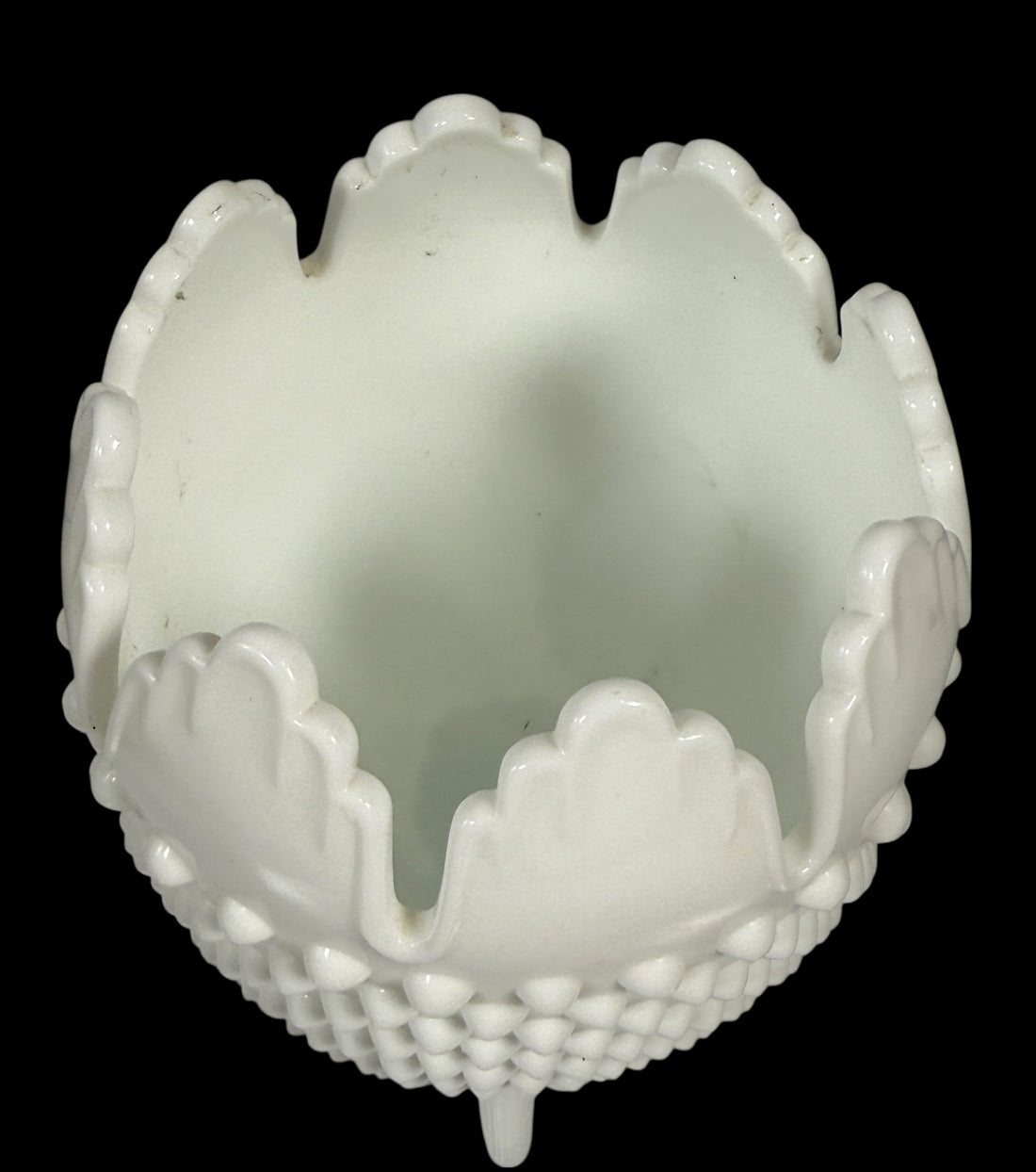 Vintage Fenton Milk Glass Hobnail Vase – 3 Toed, 8.5”