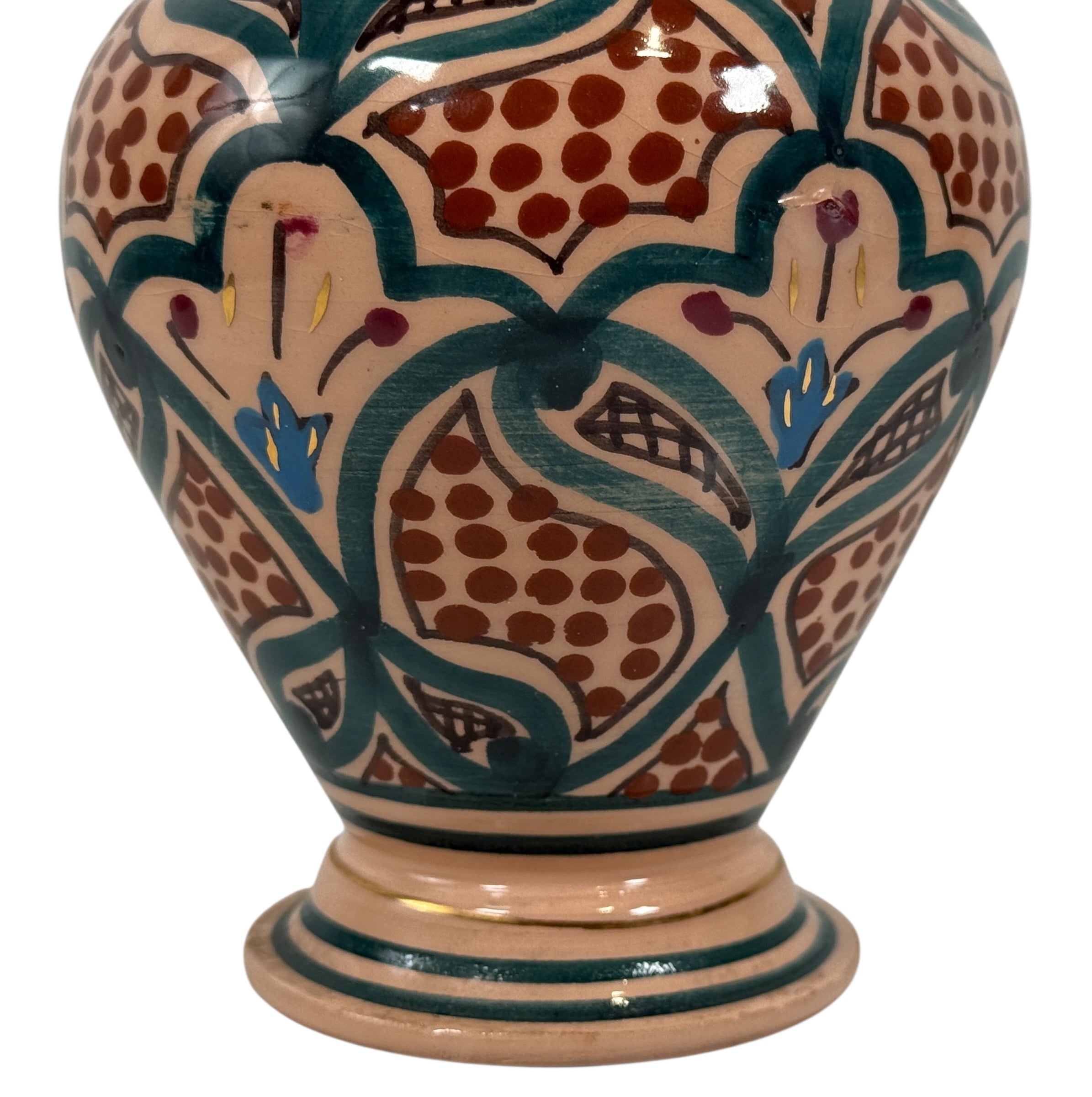 Vintage Tunisian Pottery Vase – Hand-Painted “Tunisie TL PB” Mark, 6¾″ Tall