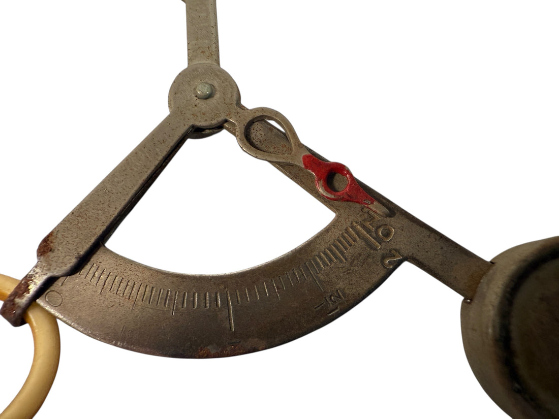 WWII-Era U.S. Postal Rate Card & Handheld Letter Scale – Metal with Original Chart