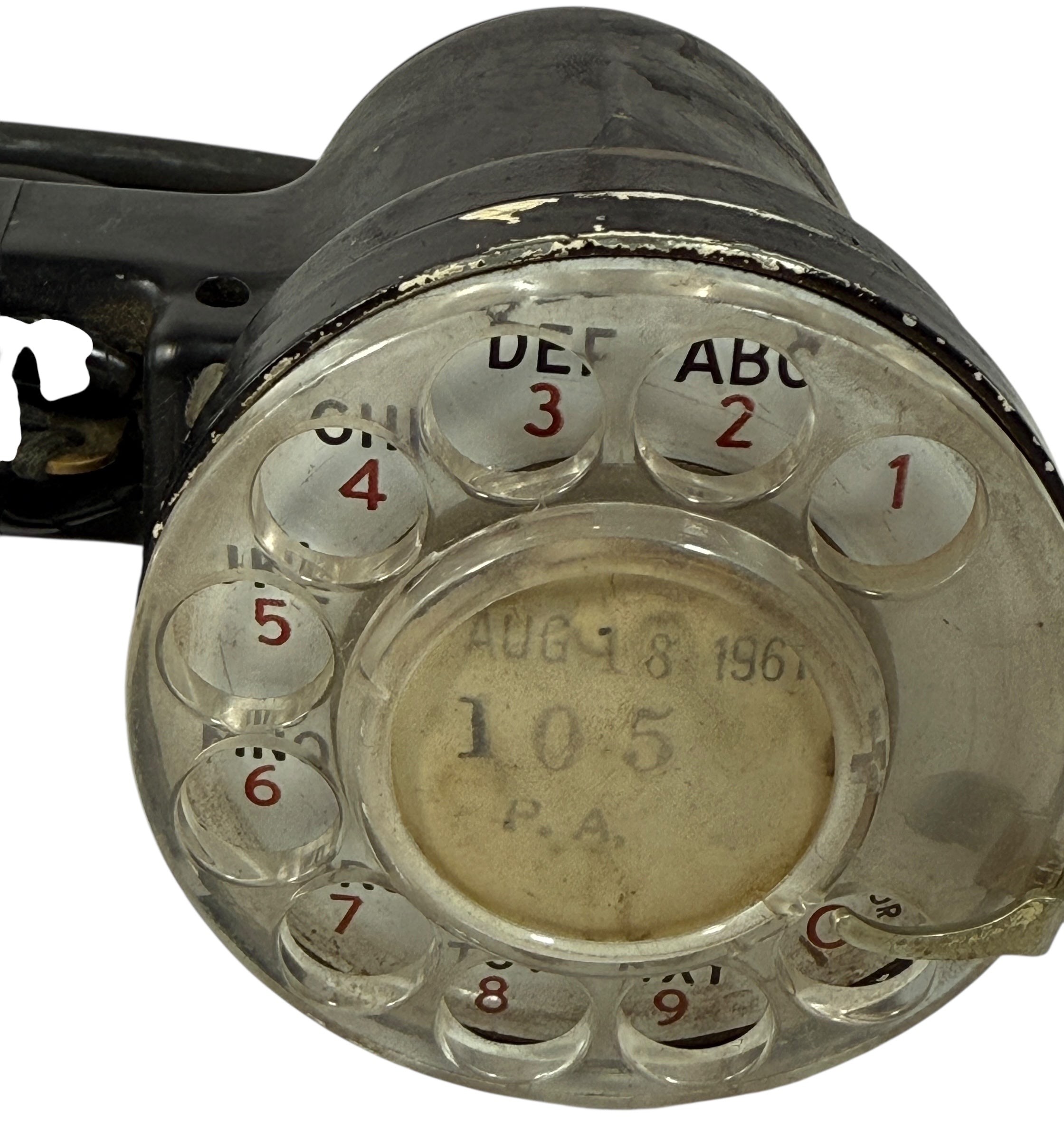 Vintage 1961 Western Electric 1013A lineman’s test phone handset – black Bakelite rotary dial Bell System tool, USA telecom collectible, retro industrial décor.