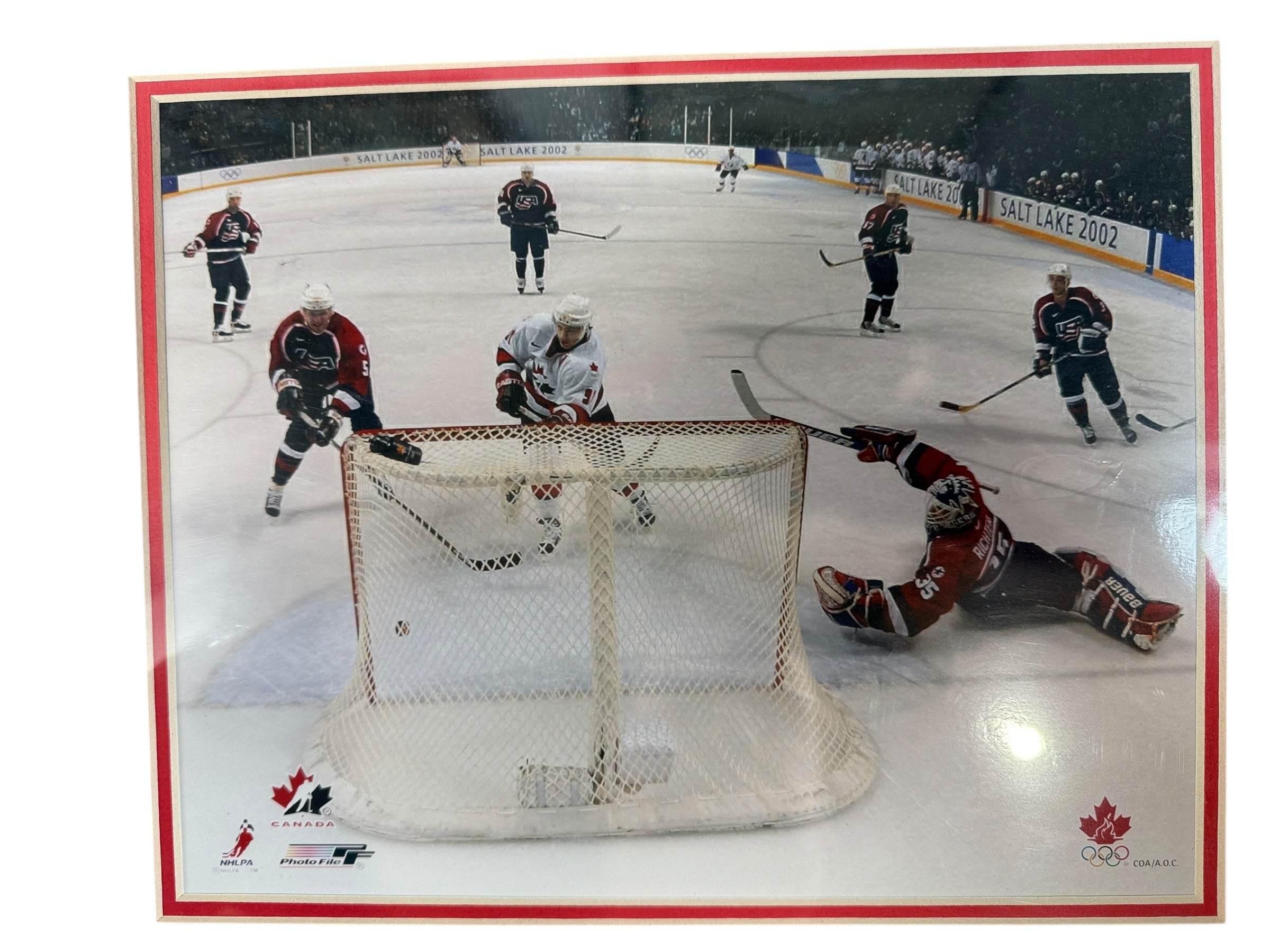 Sealed Joe Sakic Team Canada 2002 Olympic Gold framed PhotoFile print – licensed NHLPA memorabilia, Salt Lake City commemorative edition.