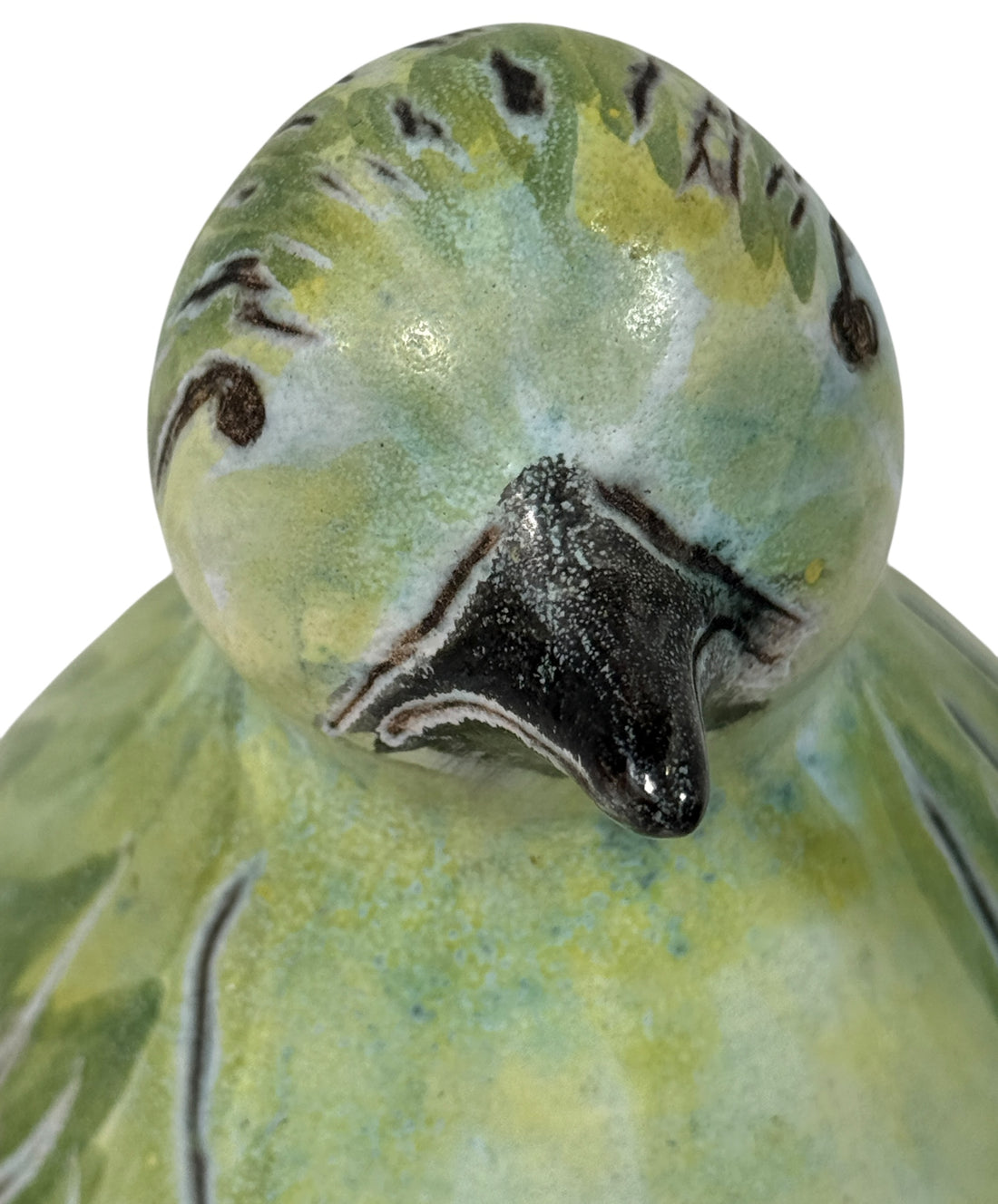 Mid-century French bird sculpture by Camos Vallauris, signed 5″ green ceramic art piece, 1960s Vallauris pottery collectible from France.