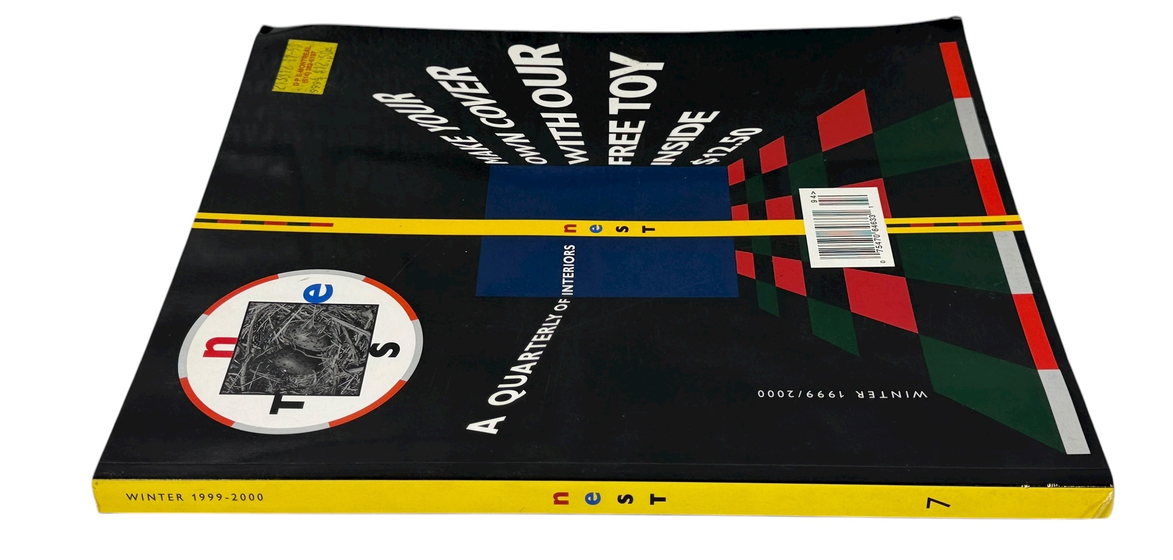 Collectible Nest Magazine Issue #7 (Winter 1999–2000). Bold interiors quarterly edited by Joseph Holtzman. Rare “Free Toy” concept cover.