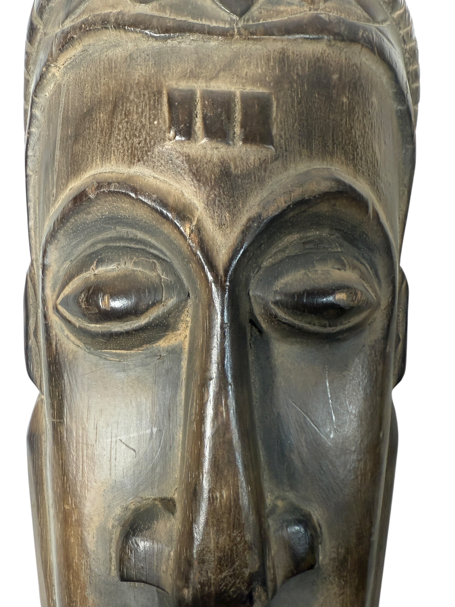 Hand-Carved African Wooden Mask – 21” Tall Vintage Tribal Wall Art