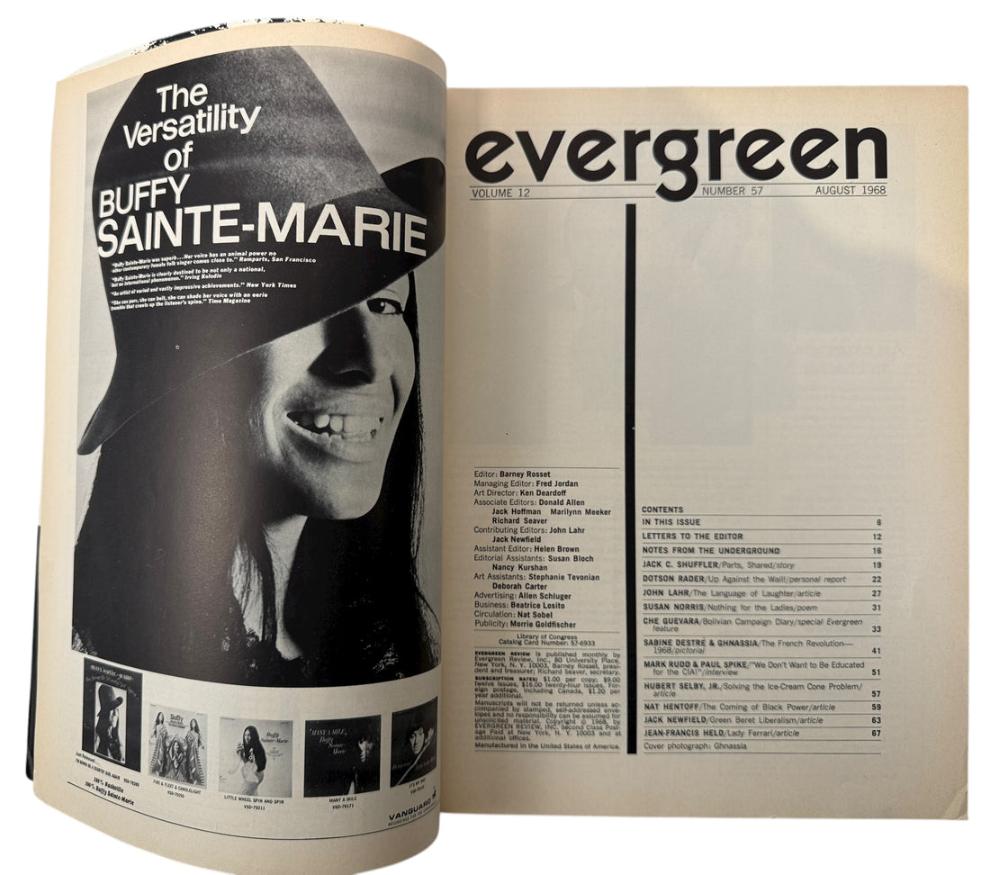 Evergreen Review No. 57, Aug 1968 — featuring Che Guevara’s Bolivian Guerrilla Diary. Classic Grove Press counterculture magazine in VG condition.