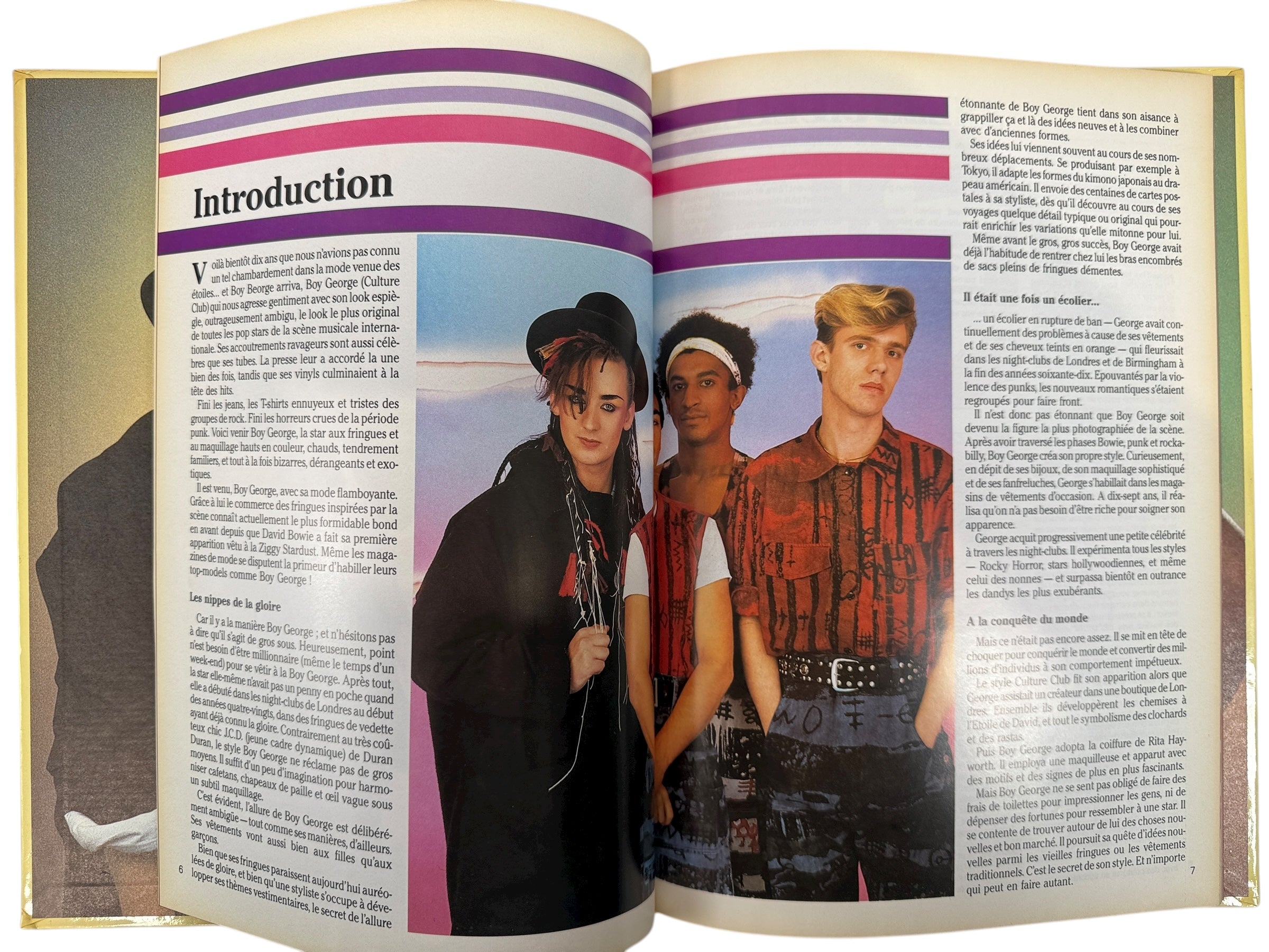 Rare 1985 French book on Boy George’s 1980s fashion and makeup. Éditions Encre hardcover with vivid photos and style tutorials.