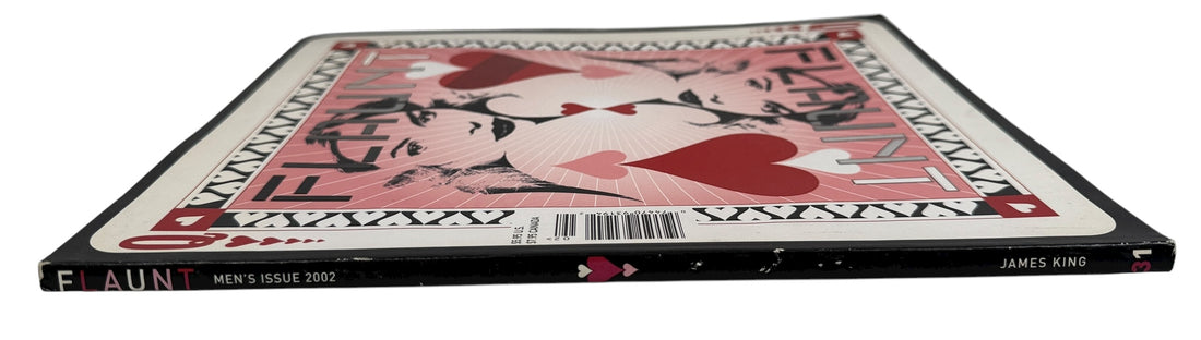 Flaunt Magazine February 2002 James King Men’s Issue. Bold Queen of Hearts cover, VG condition, culture and fashion features. Collectible early 2000s Flaunt.