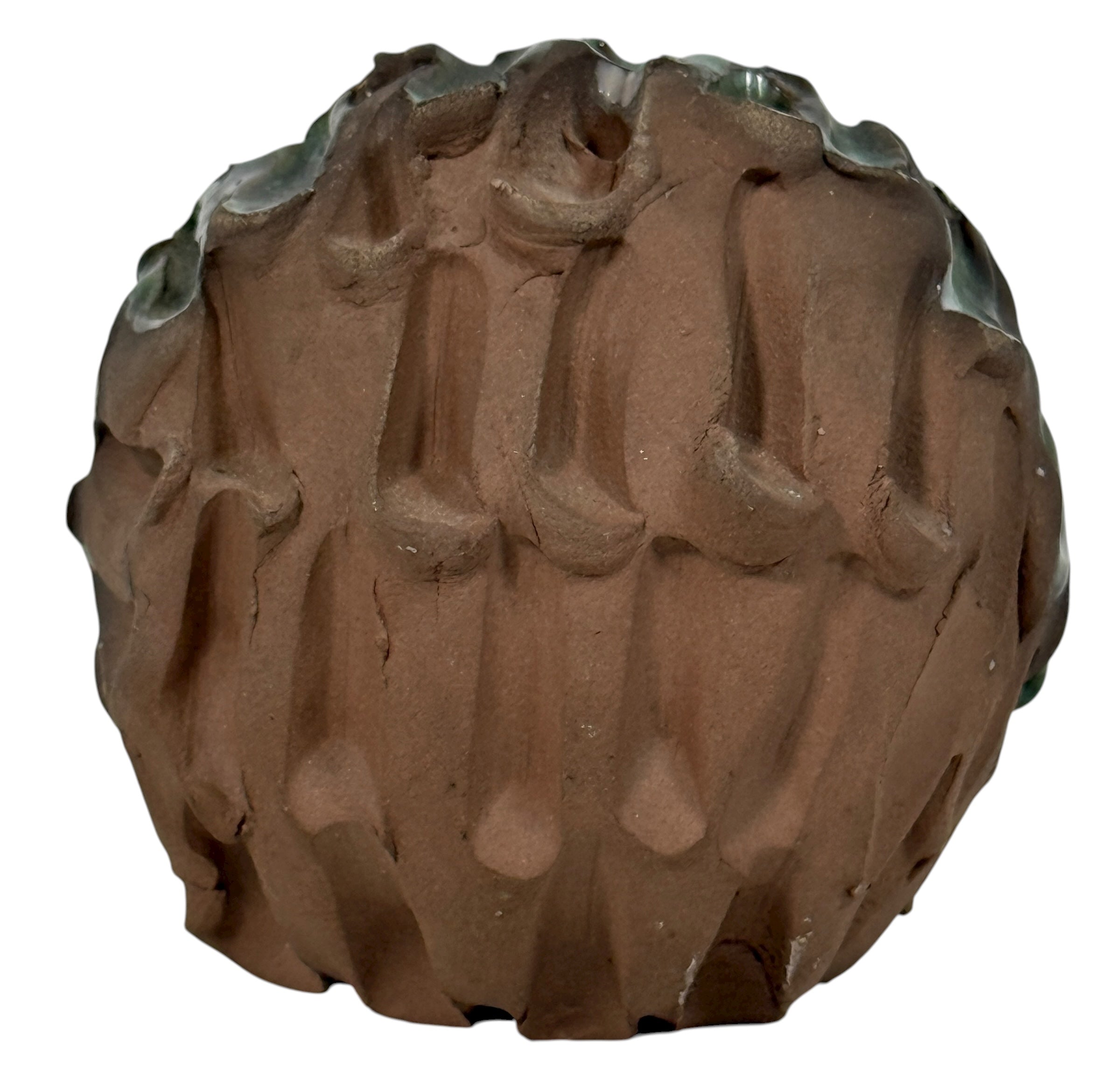 Handmade studio pottery owl sculpture in terracotta with glazed details. Mid-century style decor, artisan-crafted, unique collectible ceramic figure.