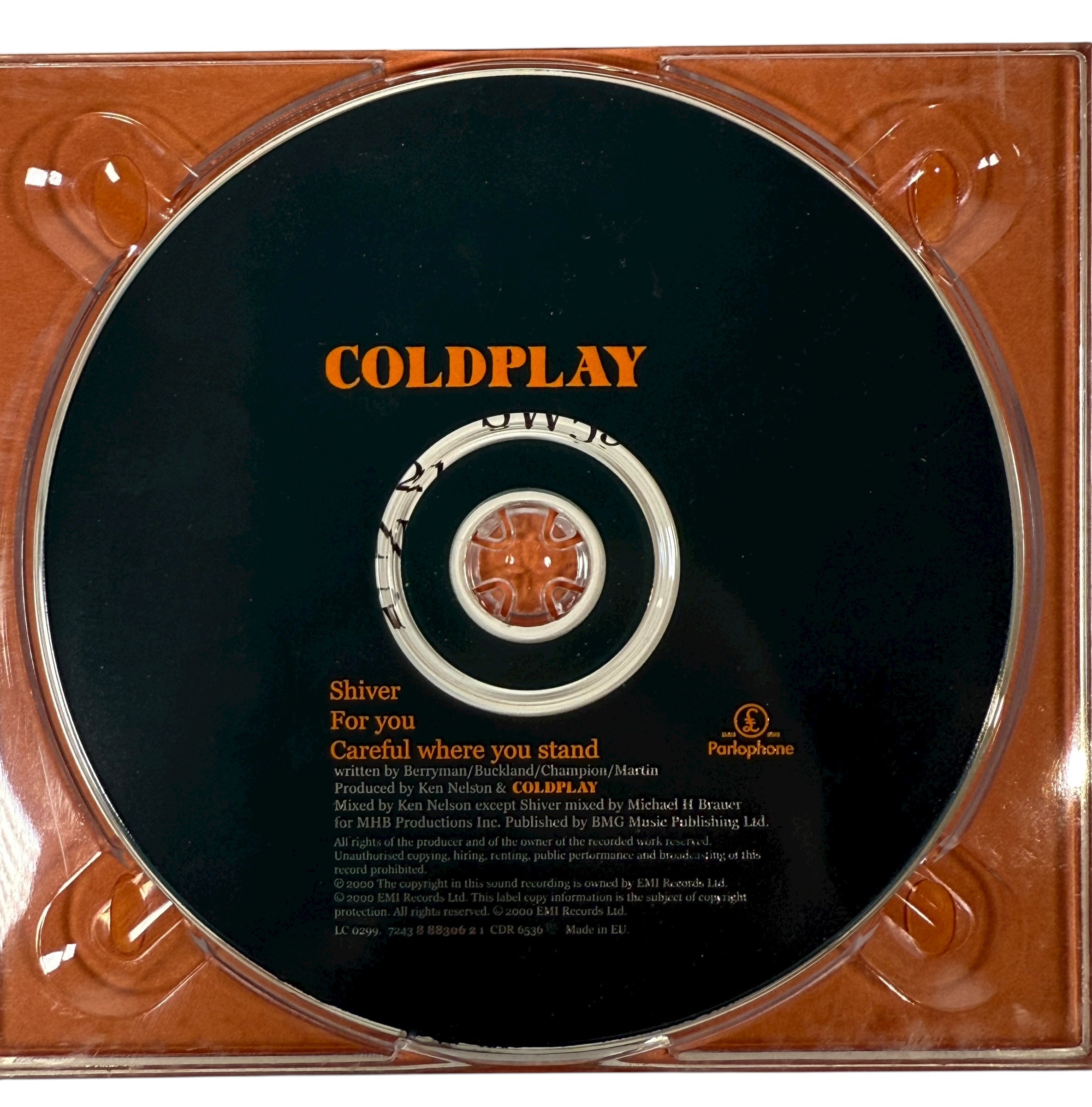 Coldplay Shiver 2000 UK CD single on Parlophone. VG+ disc in original gatefold sleeve. Includes For You and Careful Where You Stand. Ships from Canada.