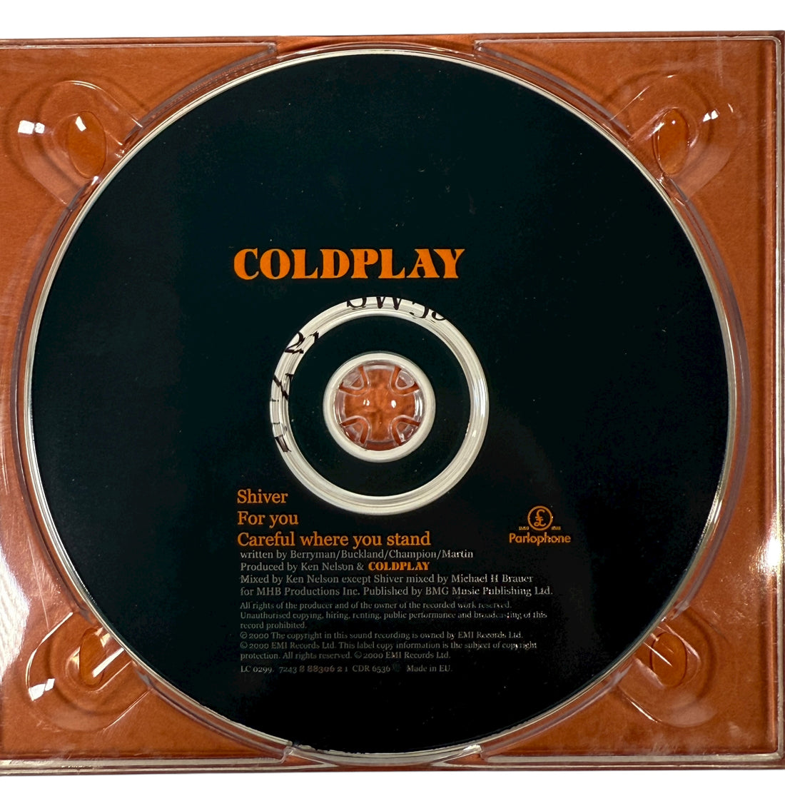 Coldplay Shiver 2000 UK CD single on Parlophone. VG+ disc in original gatefold sleeve. Includes For You and Careful Where You Stand. Ships from Canada.
