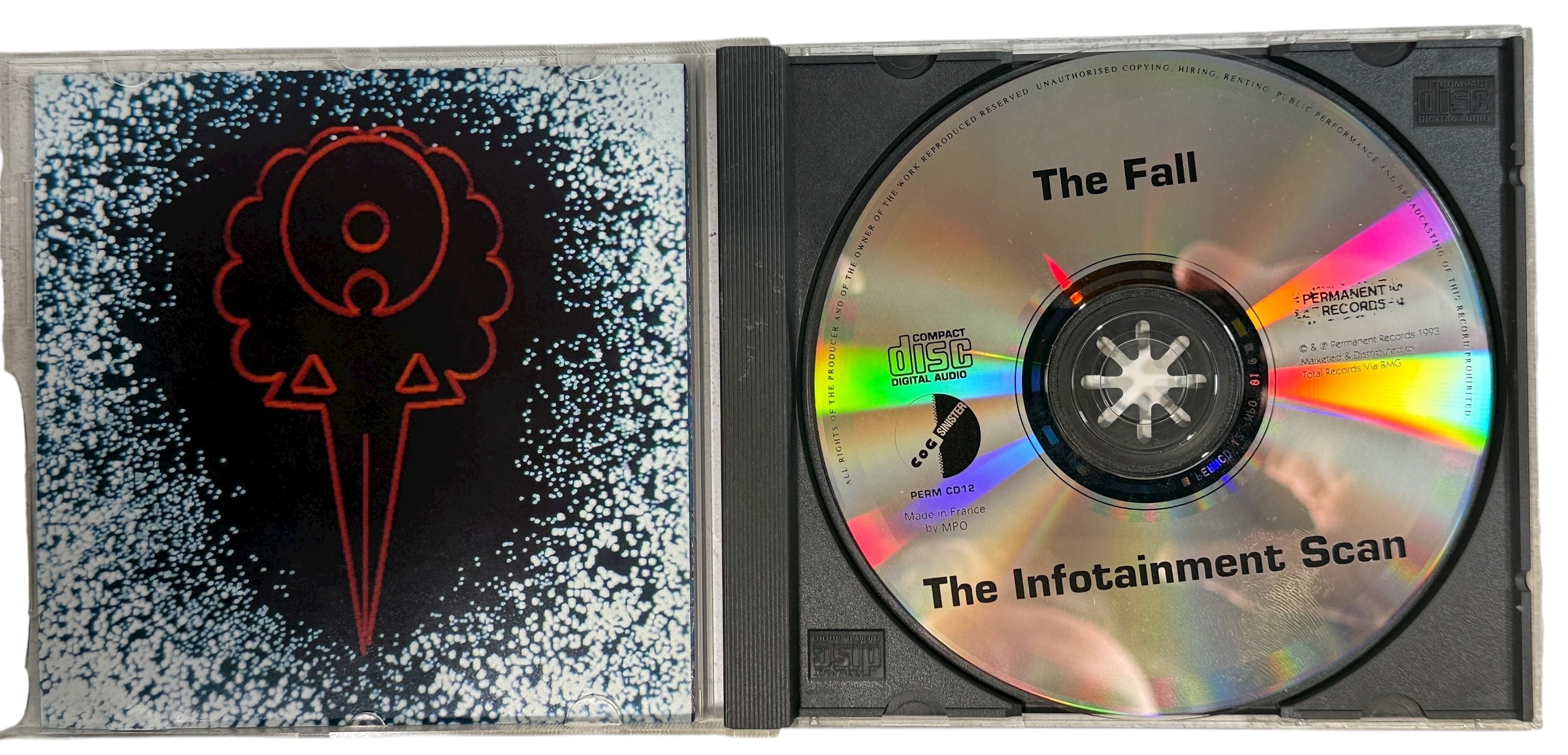 1993 Permanent Records CD of The Fall’s The Infotainment Scan. MPO-made original pressing, VG+ disc with complete artwork. Ships from Montreal.