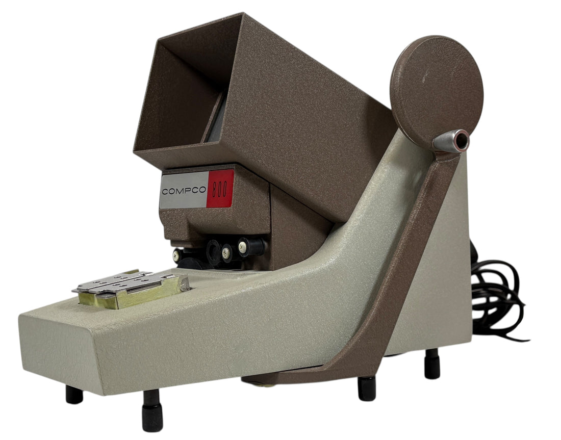Vintage Compco 800-8M microfilm reader, fully working with lens and carrier. Durable industrial archival viewer. USA-made. Ships safely.