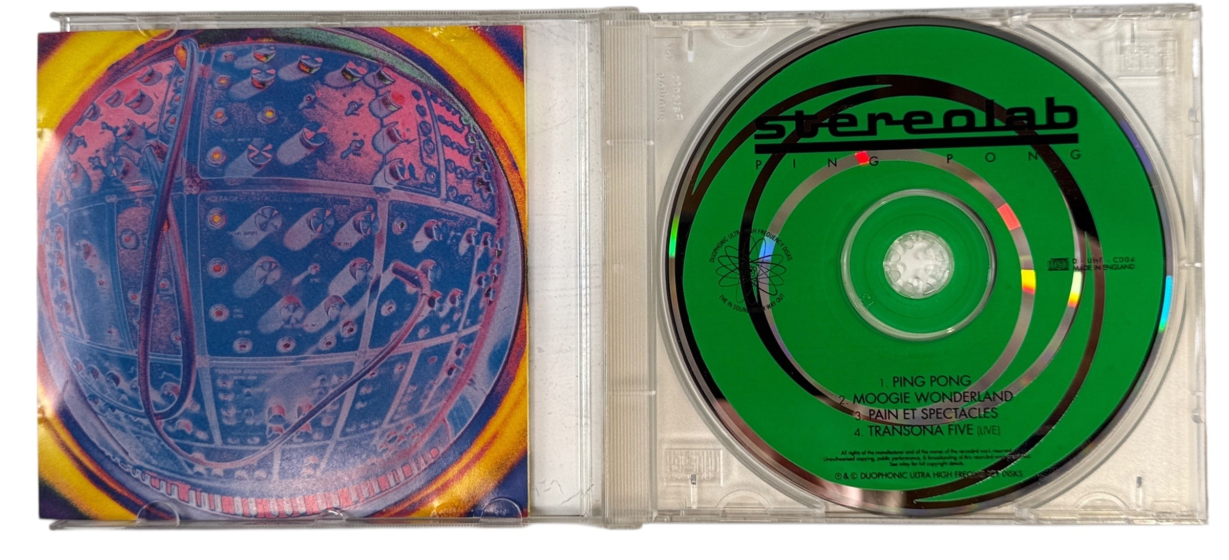 Original 1994 Stereolab Ping Pong EP CD on Duophonic. Includes Moogie Wonderland and live Transona Five. Essential mid-90s indie releas