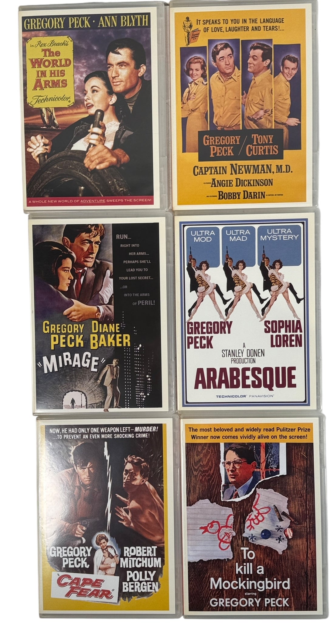 Six-film Gregory Peck DVD collection including To Kill a Mockingbird. Complete box set with slipcase. Classic Hollywood drama and thrillers.