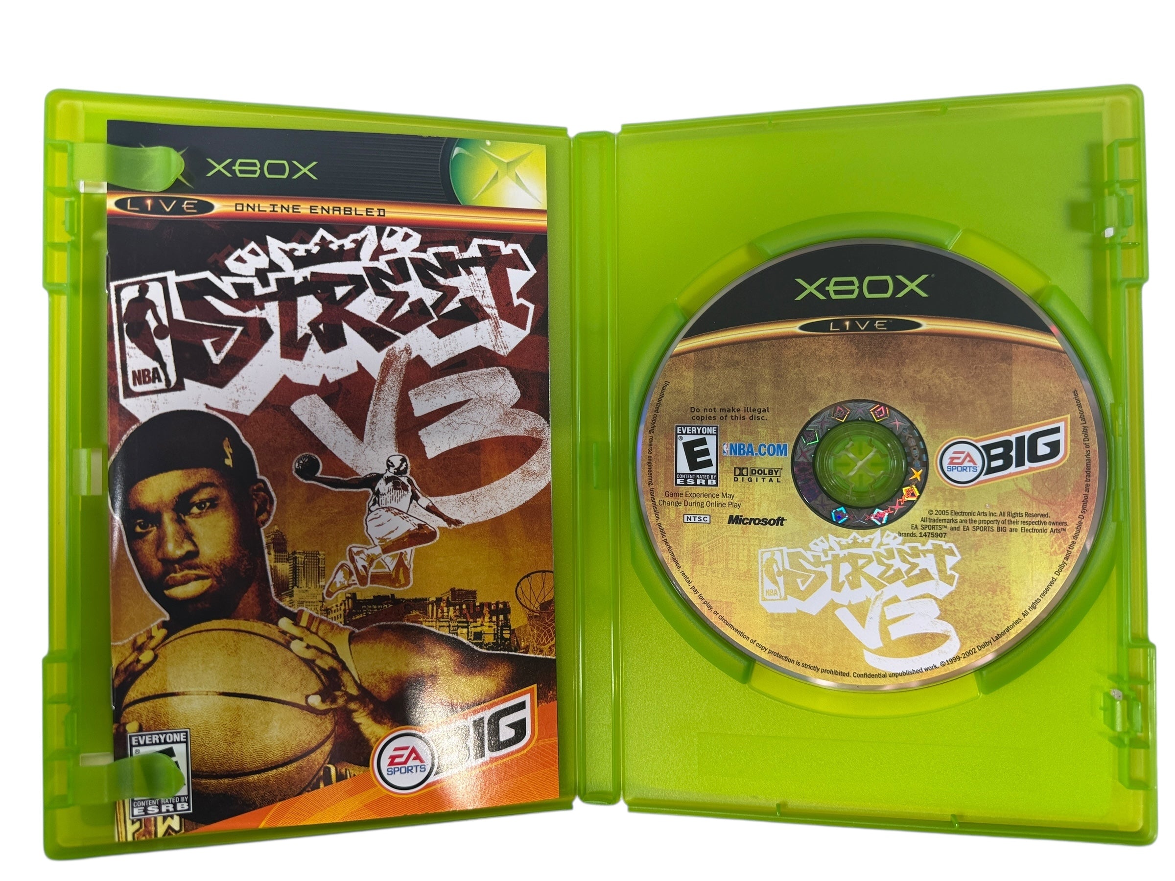 Original Xbox NBA Street V3 arcade basketball game by EA Sports BIG. Complete with case and disc, clean condition, fast shipping from Canada.