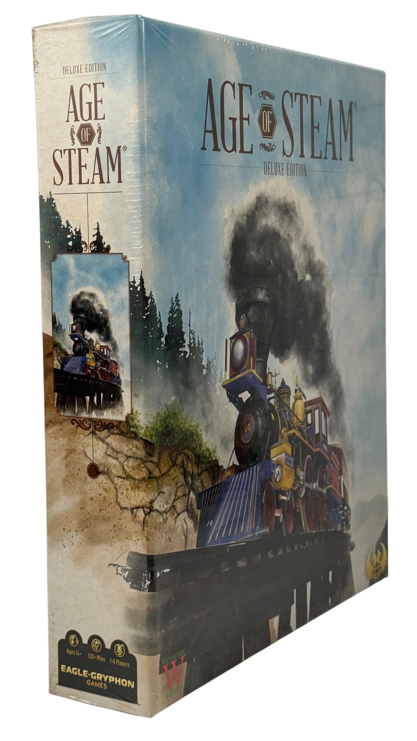 Sealed Age of Steam Deluxe Edition board game by Eagle-Gryphon. Premium Euro strategy classic with multiple maps. Collector-grade, new in wrap.