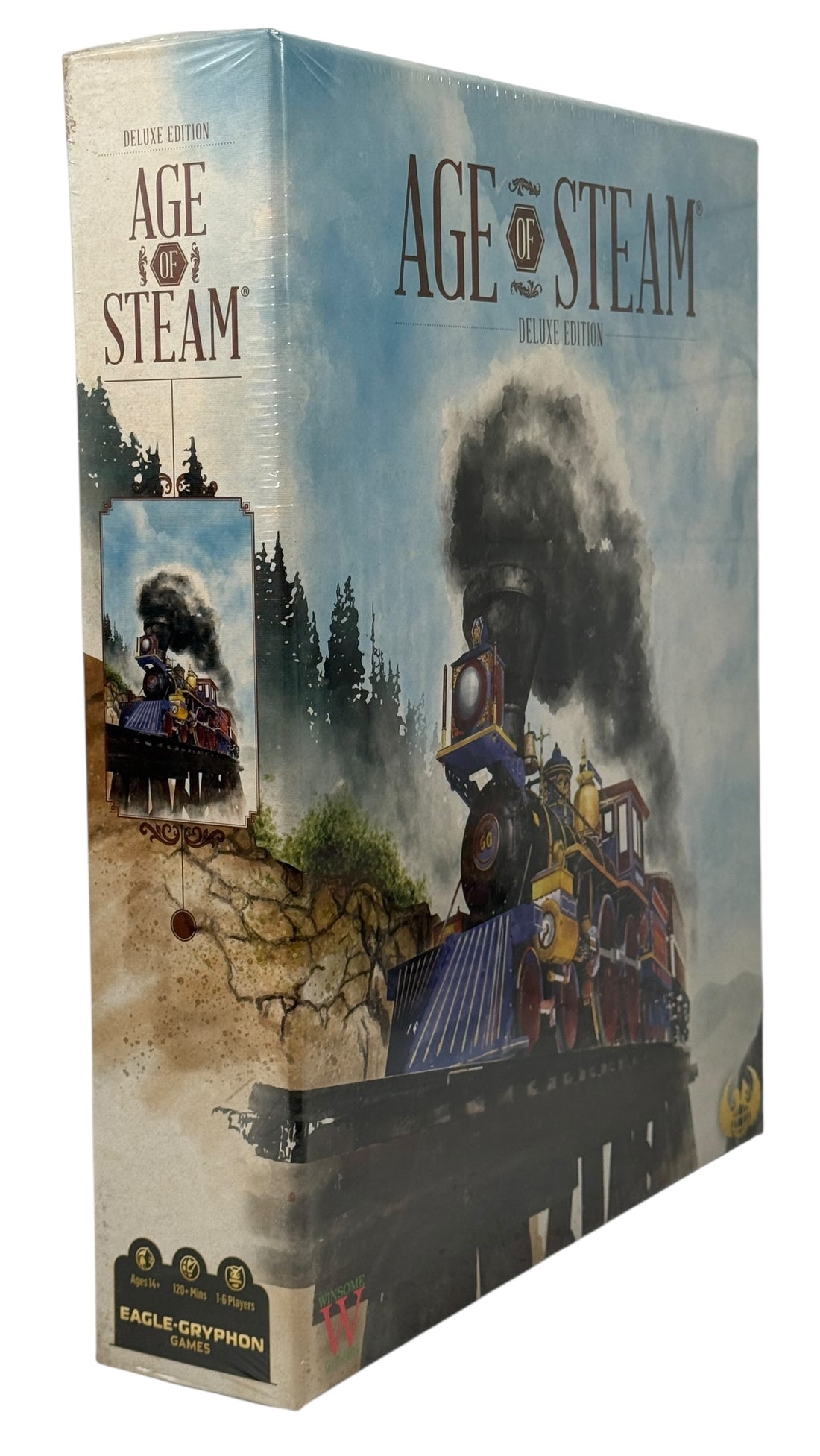 Sealed Age of Steam Deluxe Edition board game by Eagle-Gryphon. Premium Euro strategy classic with multiple maps. Collector-grade, new in wrap.