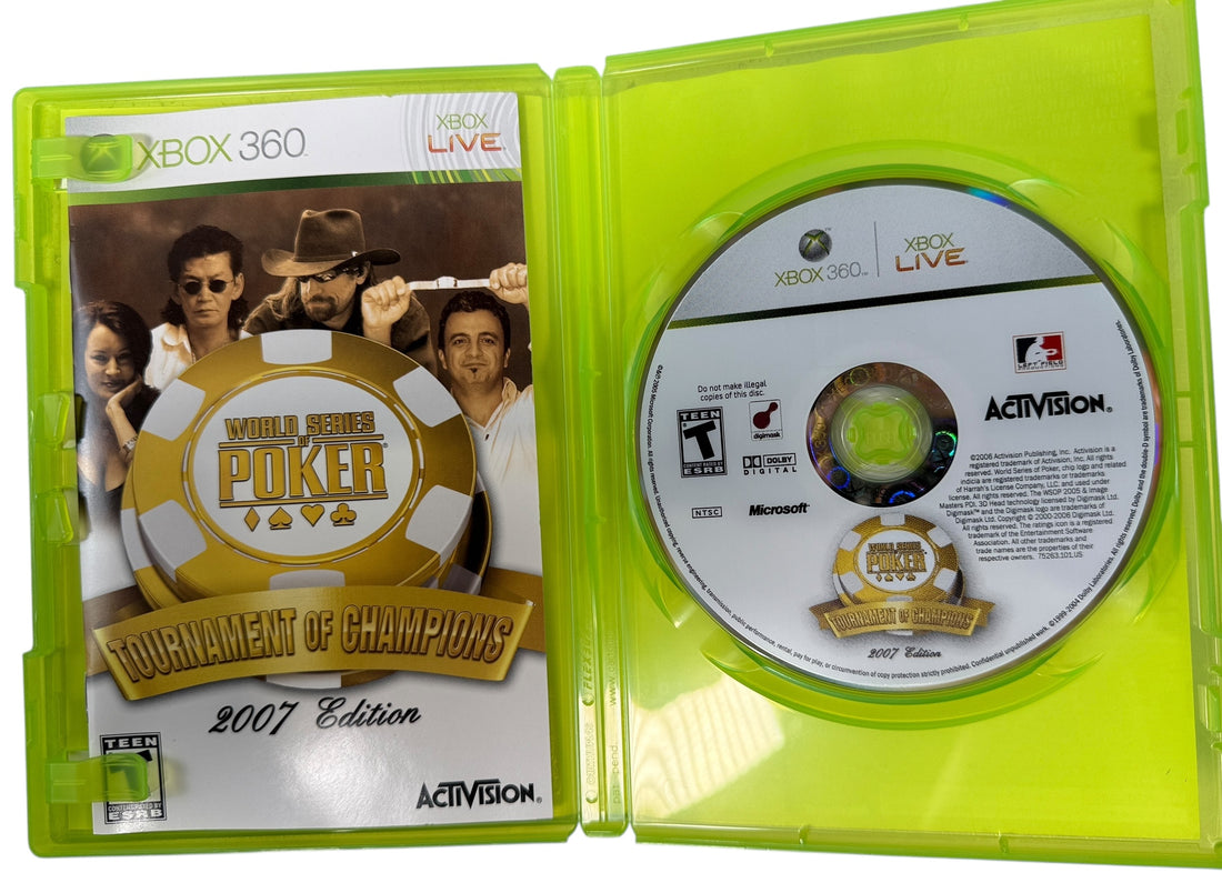 Xbox 360 World Series of Poker Tournament of Champions 2007. Authentic WSOP poker gameplay with original case. Tested and working retro console game.