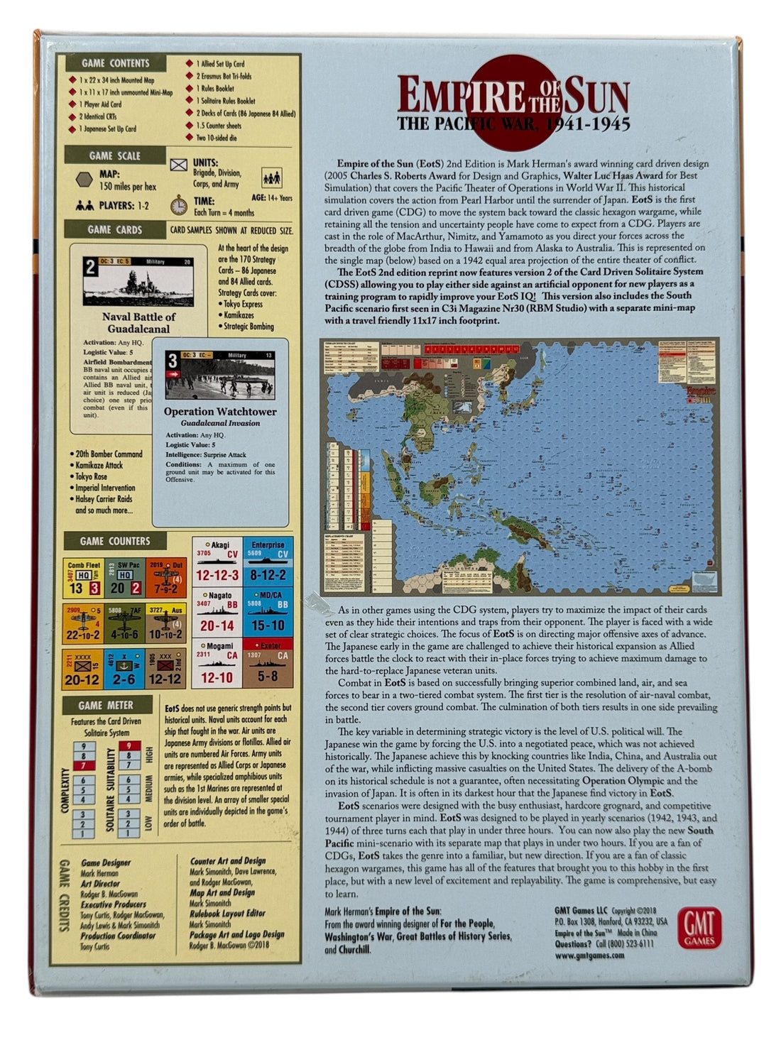Classic GMT card-driven WWII strategy game covering the Pacific War. Complete 2nd Edition with solitaire system, maps, and cards. Clean, ready to play.