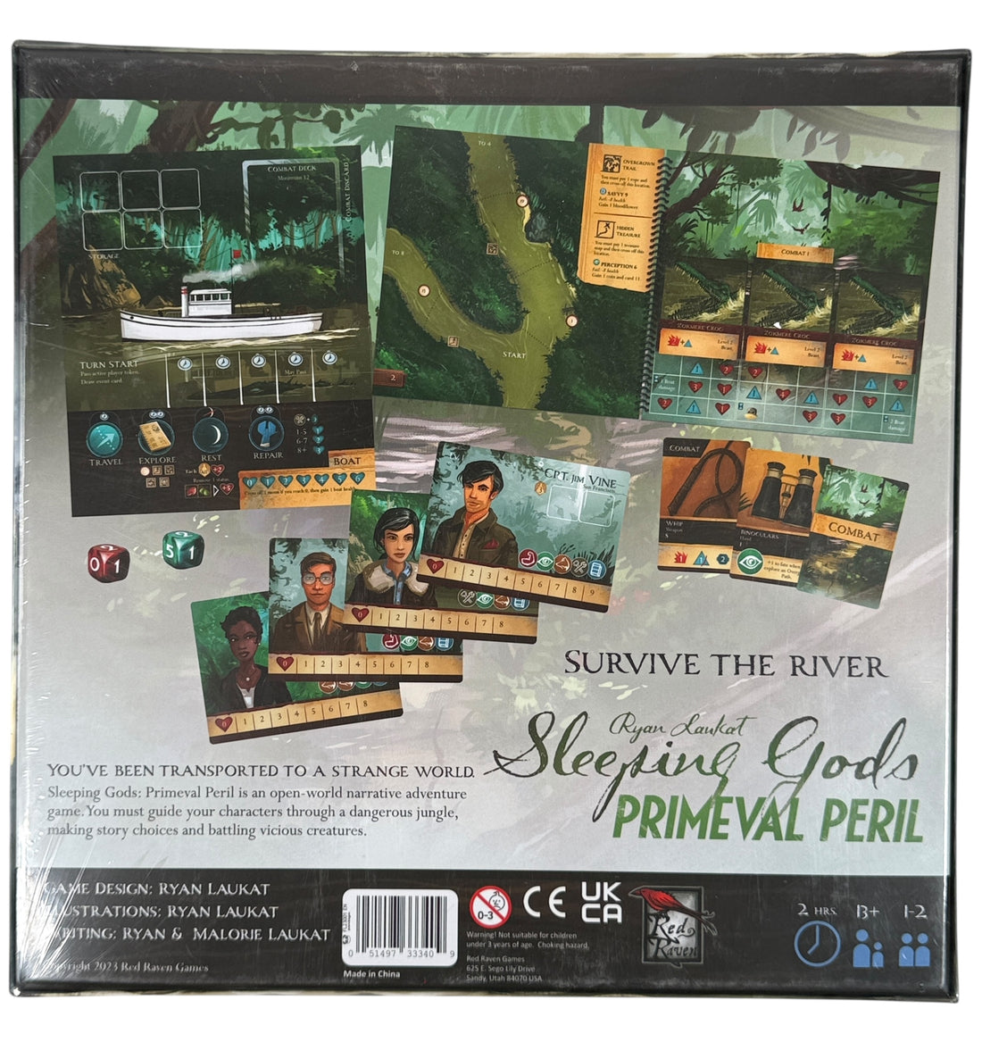 Sleeping Gods Primeval Peril sealed standalone adventure board game by Ryan Laukat for 1–2 players. Ships from Montreal. Red Raven Games edition.
