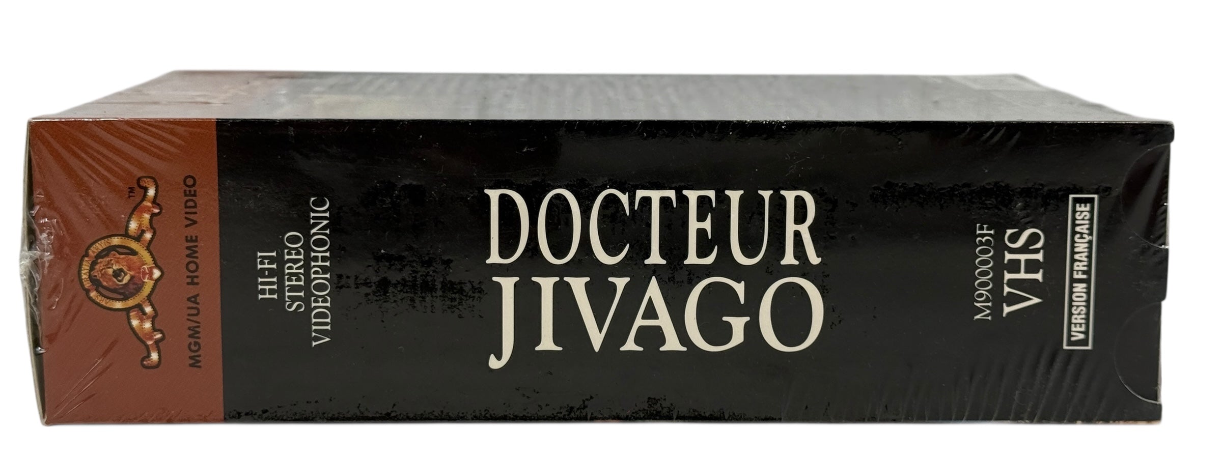 Sealed vintage French VHS of Docteur Jivago by MGM/UA. Collectible classic film in shrink. Ships from Montreal. Great for cinema and VHS memorabilia collectors.