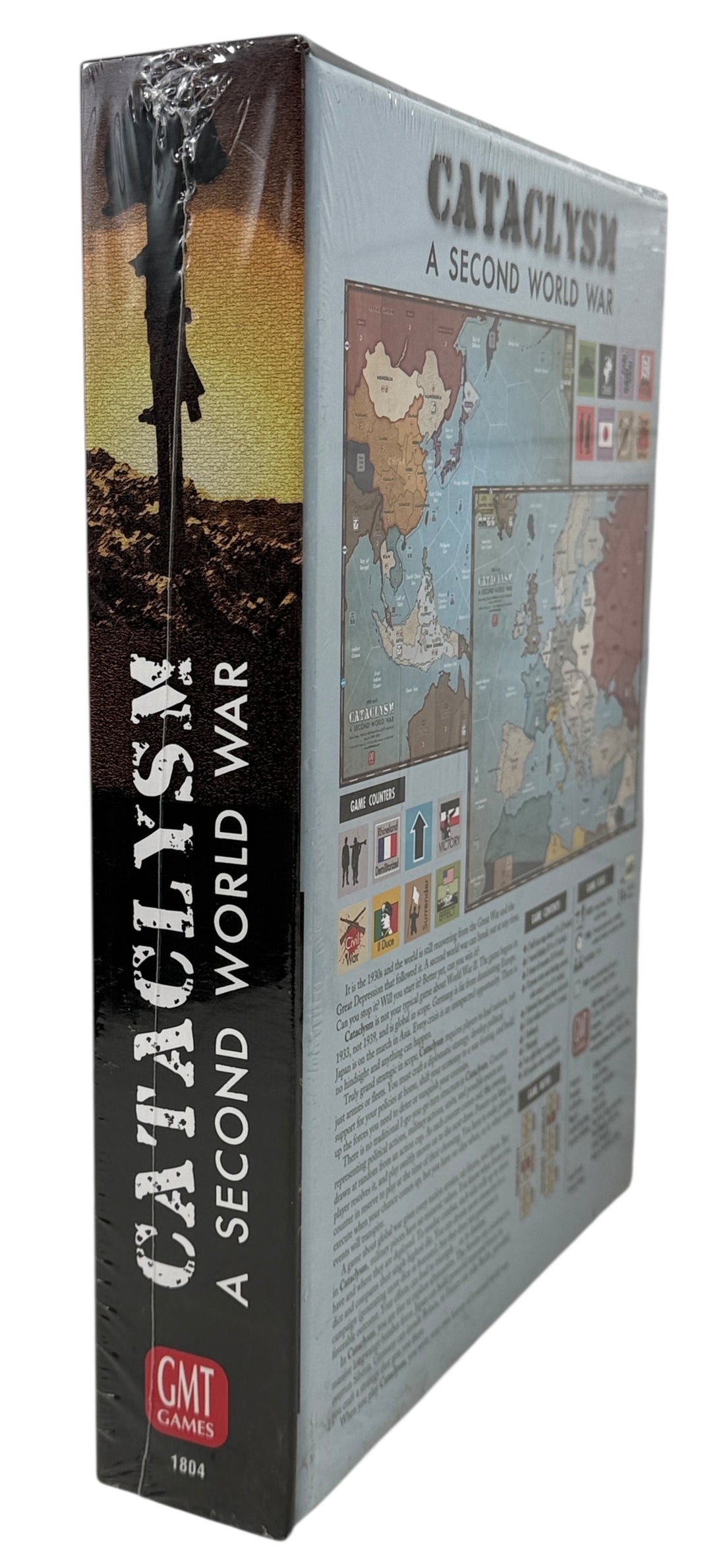 Sealed GMT Cataclysm grand strategy WWII board game. Collector-grade 2018 print with mounted maps and counters. Rare sealed copy. Ships from Canada.