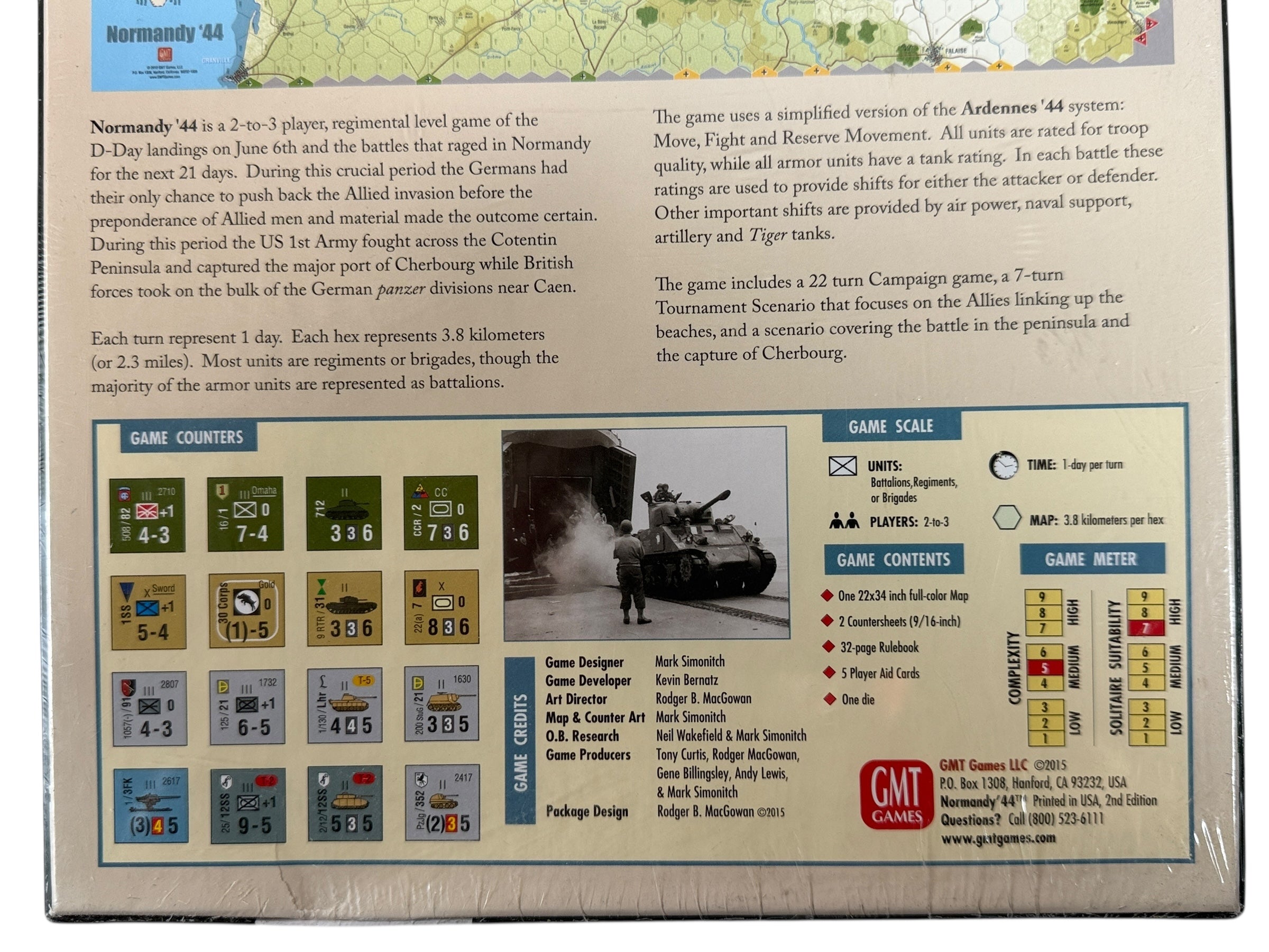 Sealed Normandy ’44 2nd Edition WWII wargame by GMT Games. D-Day and Normandy campaign operational wargame. Collectible sealed GMT title.