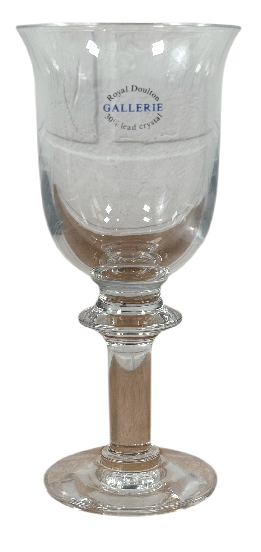 Royal Doulton Gallerie lead crystal aperitif goblets with box and brochure. 6-inch English stemware for port, sherry, vermouth. Excellent condition.