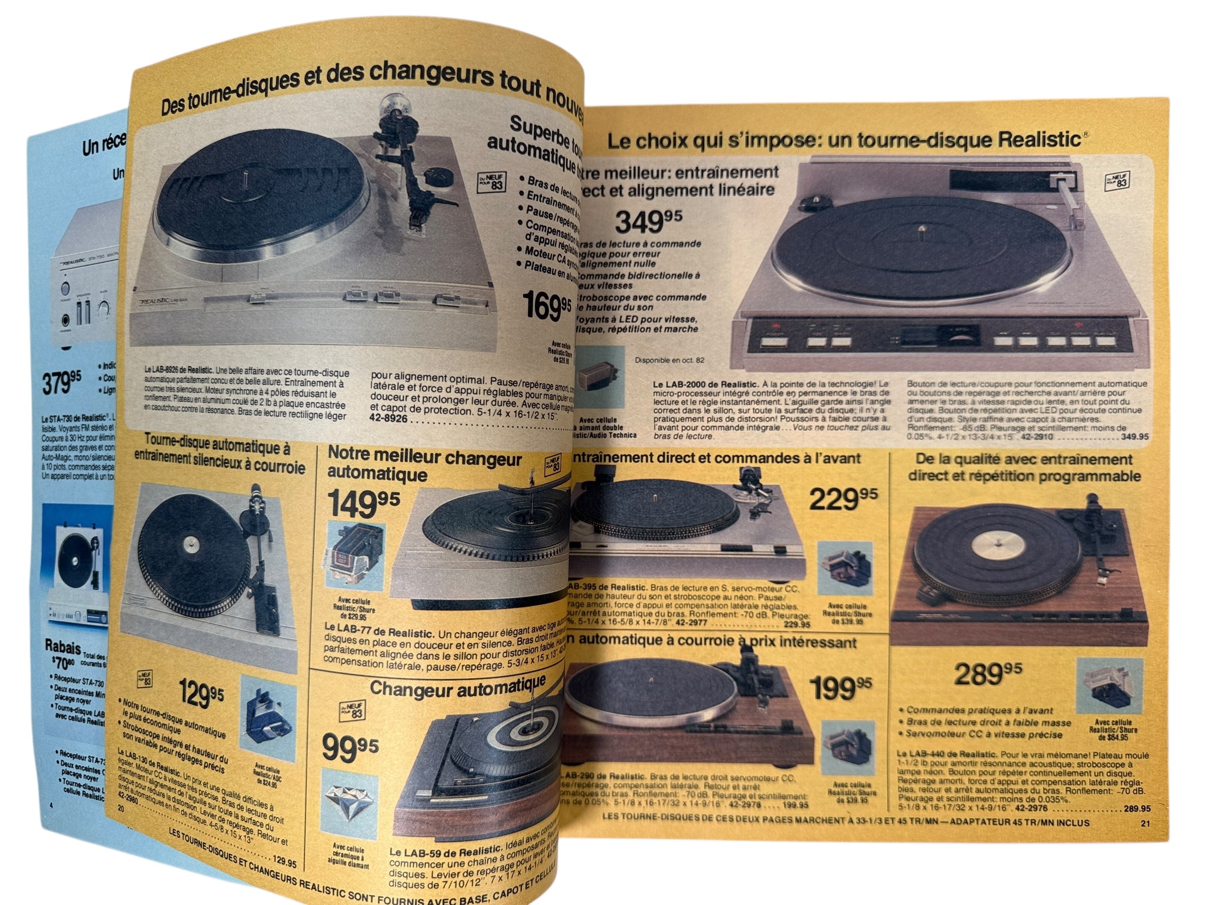 1983 Radio Shack French-Canadian catalog with TRS-80 and Realistic hi-fi ads. Retro computing &amp; audio collectible in Very Good vintage condition.