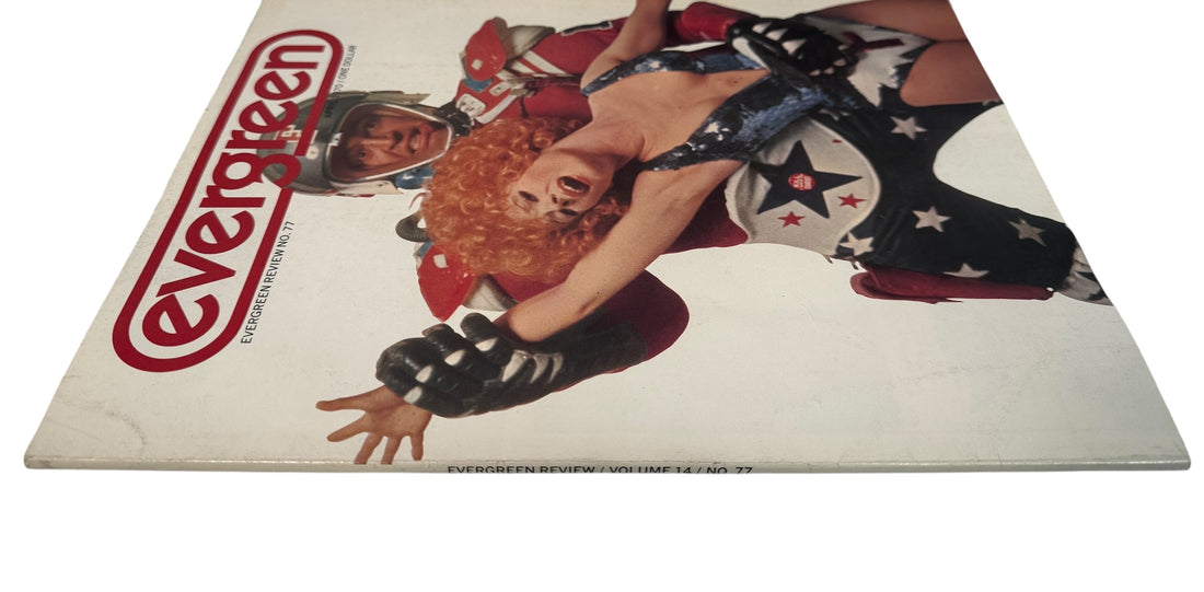 Evergreen Review April 1970 featuring Mister Freedom cover. Radical literature and counterculture film issue in VG condition. Collectible 1970 Evergreen magazine.