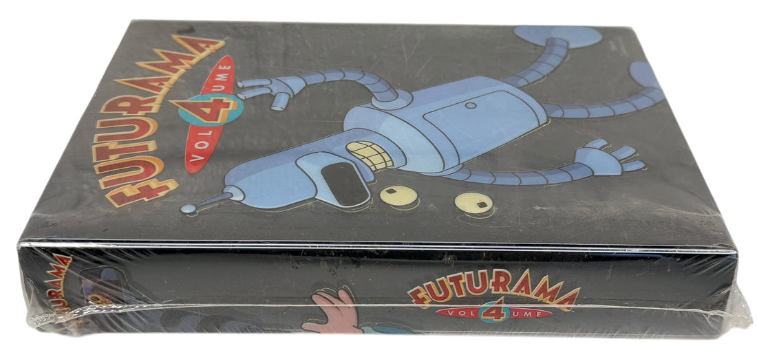 Sealed Futurama Volume 4 4-disc DVD with commentary, deleted scenes and extras. Region 1 NTSC 2002-2003 episodes. Collectible animation media sealed.
