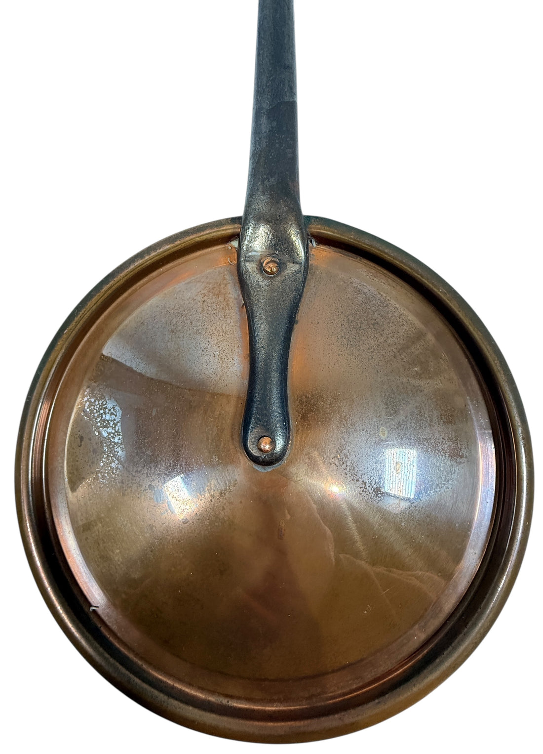Vintage 8.5” metal saucepan replacement lid. Perfect for replacing missing cookware parts. Functional with light wear. Mid-century sustainable kitchenware.