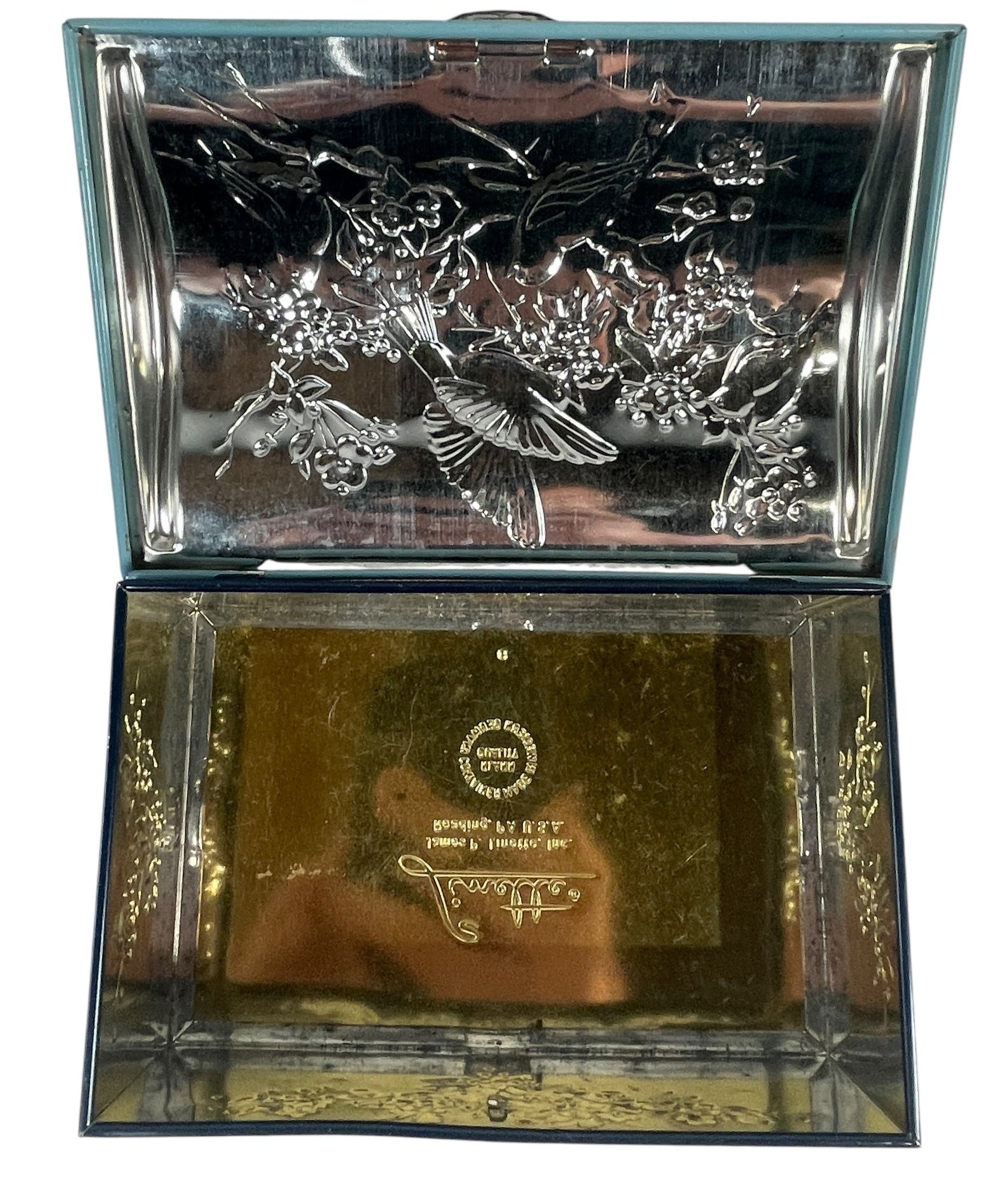 Vintage Linette Enamel Jewelry Box – Birds & Blossoms – West Germany