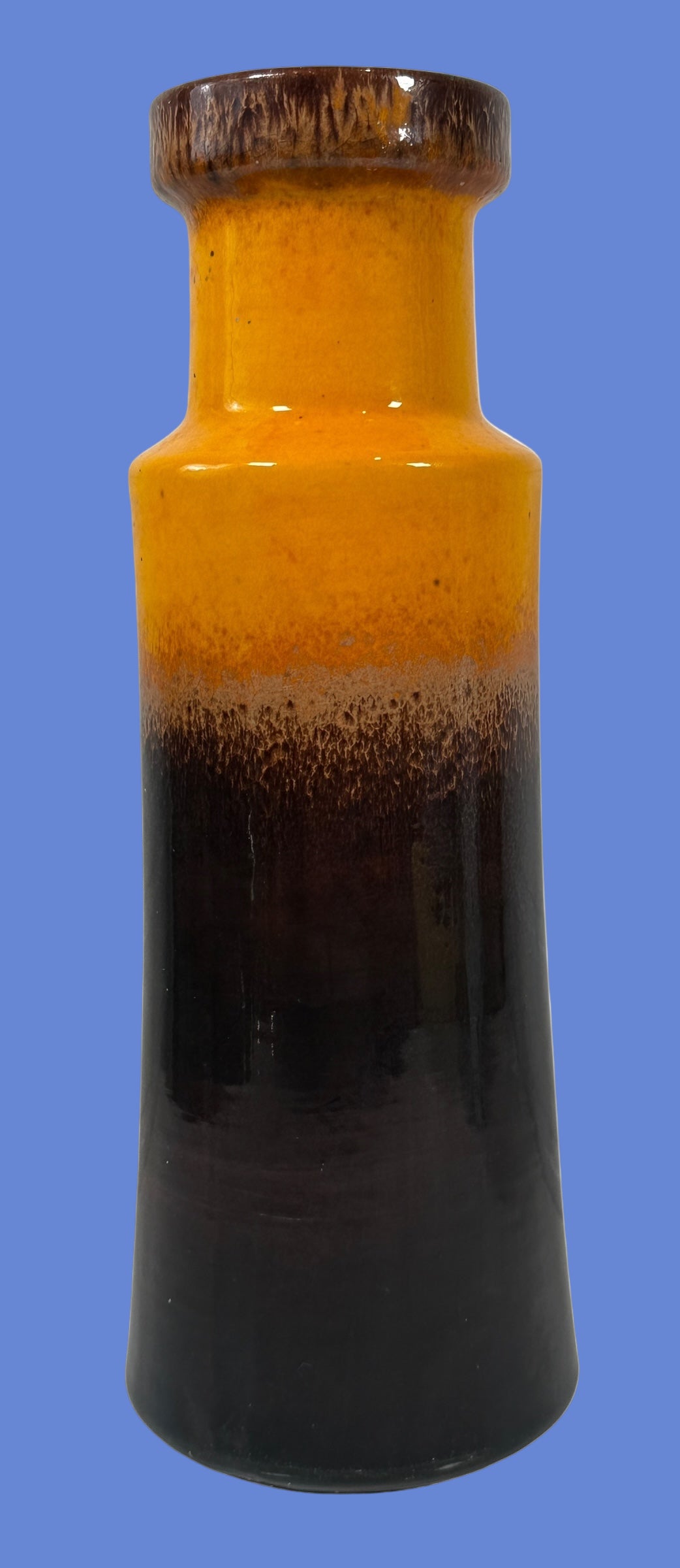 Vase en lave grasse orange et marron de style moderne du milieu du siècle par Scheurich, années 1970