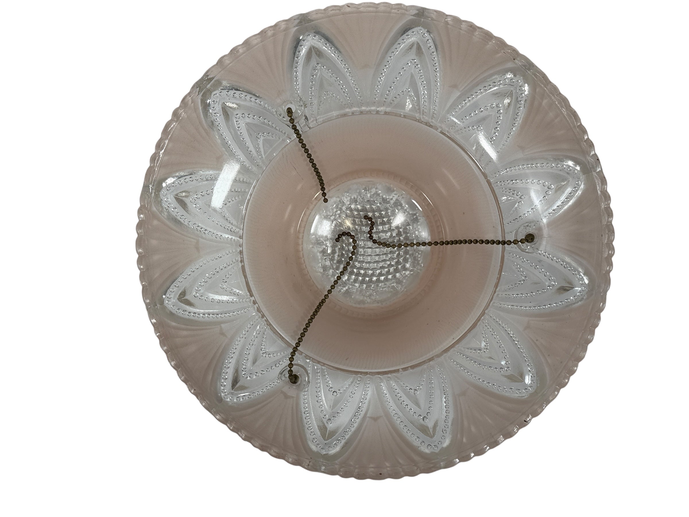 Abat-jour de plafond Art déco en verre dépoli rose – années 1930