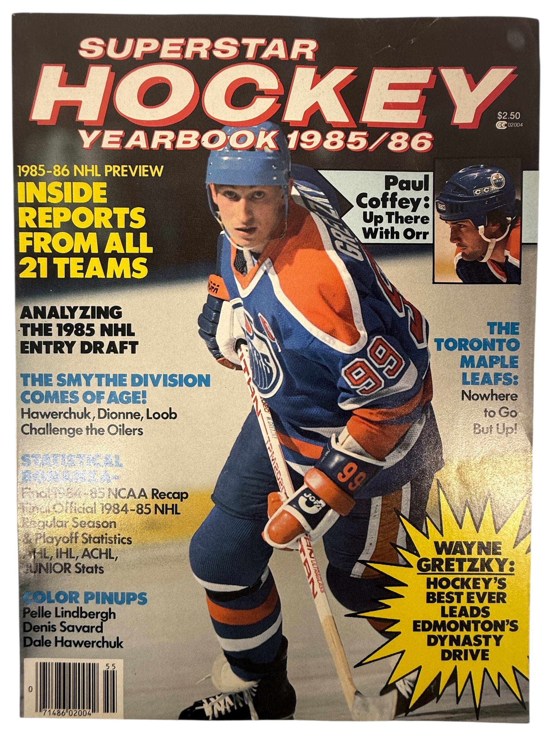Superstar Hockey Yearbook 1985/86 cover with hockey player and text