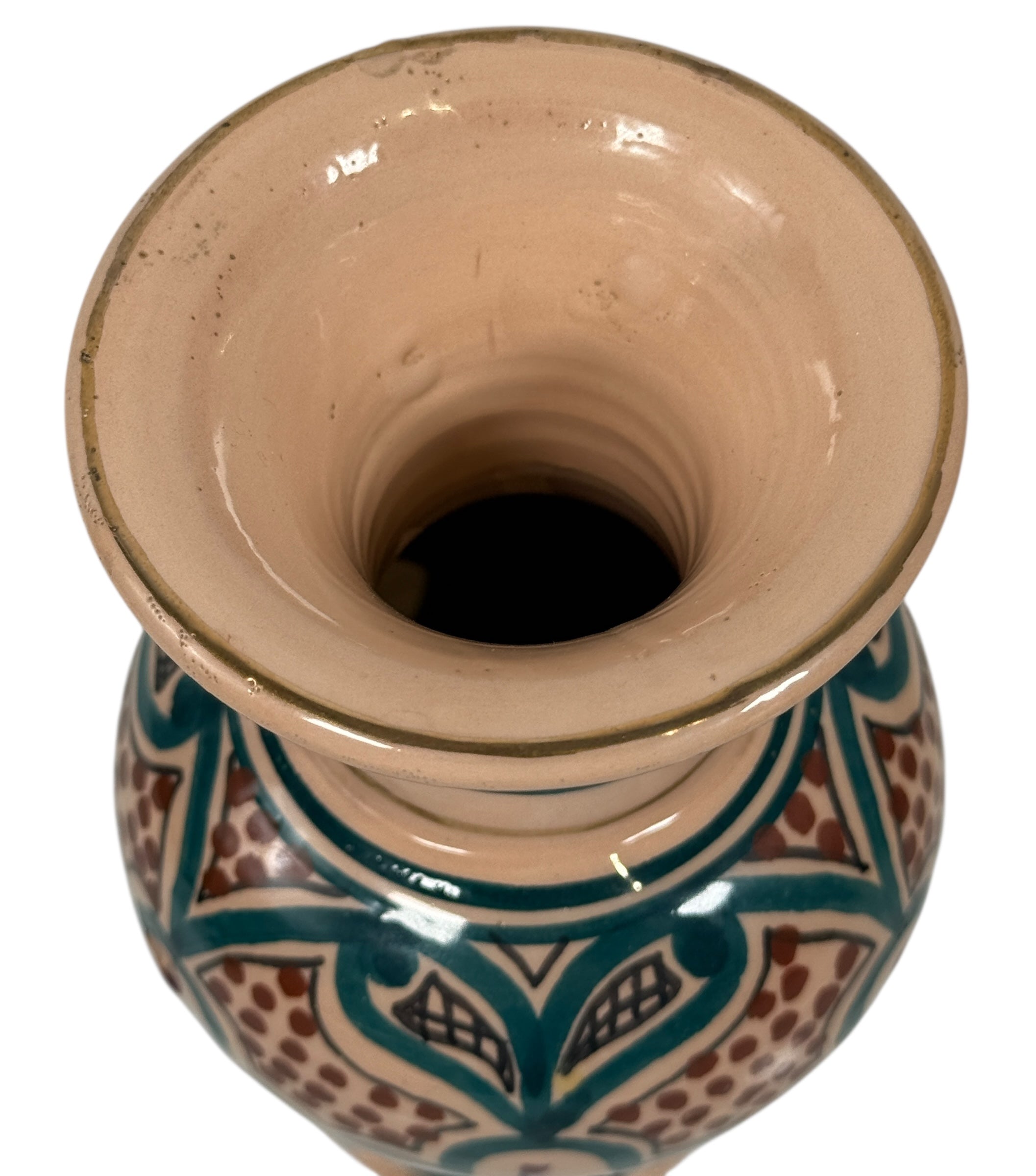 Vintage Tunisian Pottery Vase – Hand-Painted “Tunisie TL PB” Mark, 6¾″ Tall